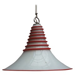 Two Vistosi Murano Glass Pendant Light in White and Red