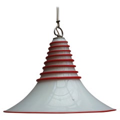 Two Vistosi Murano Glass Pendant Light in White and Red