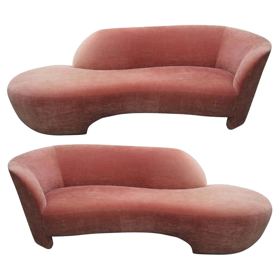 Two Vladimir Kagan for Weiman Preview Chaise Lounge Sofas
