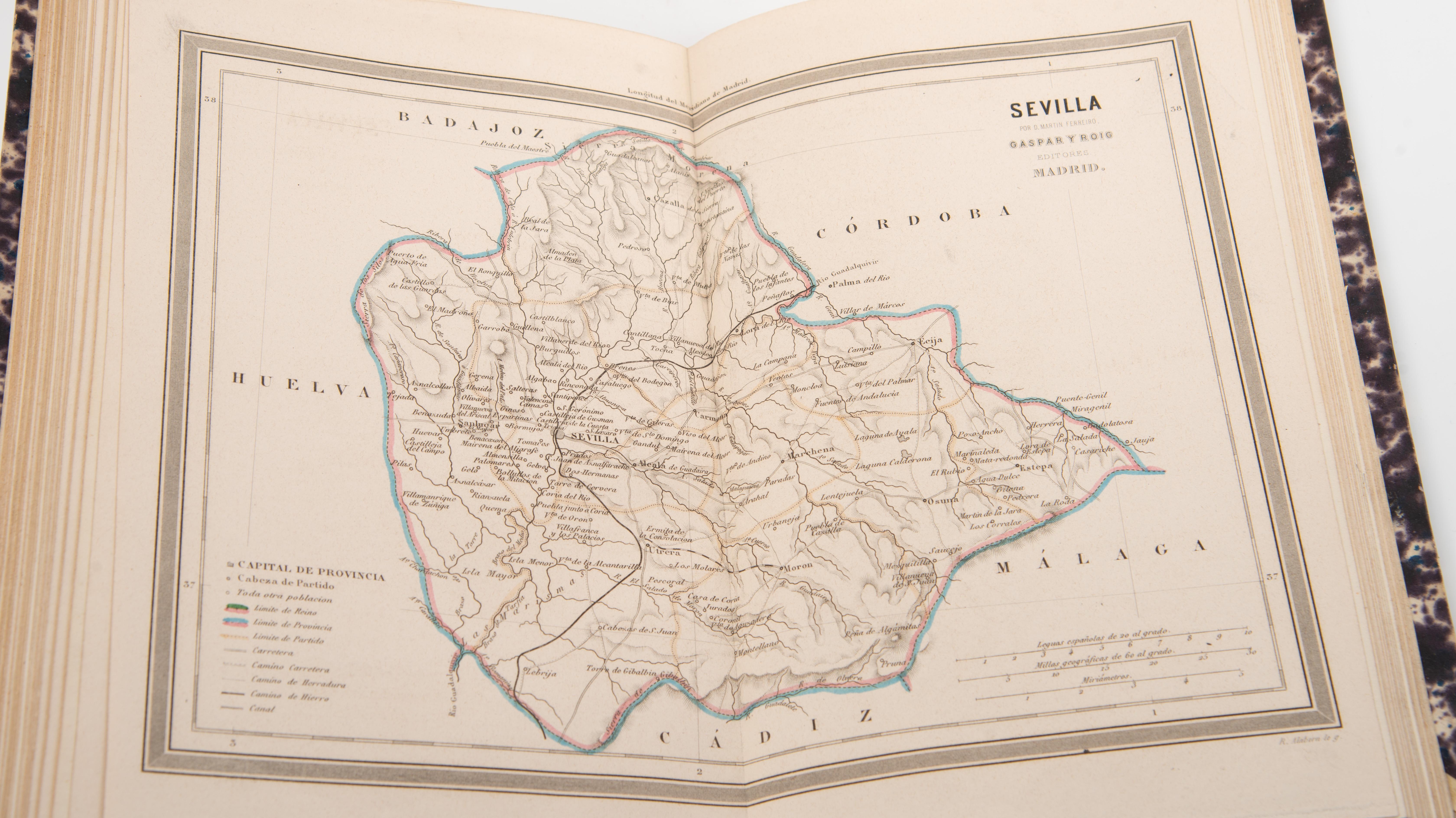 Deux volumes : Atlas géographique de l'Espagne (...) et Dictionnaire général... en vente 3