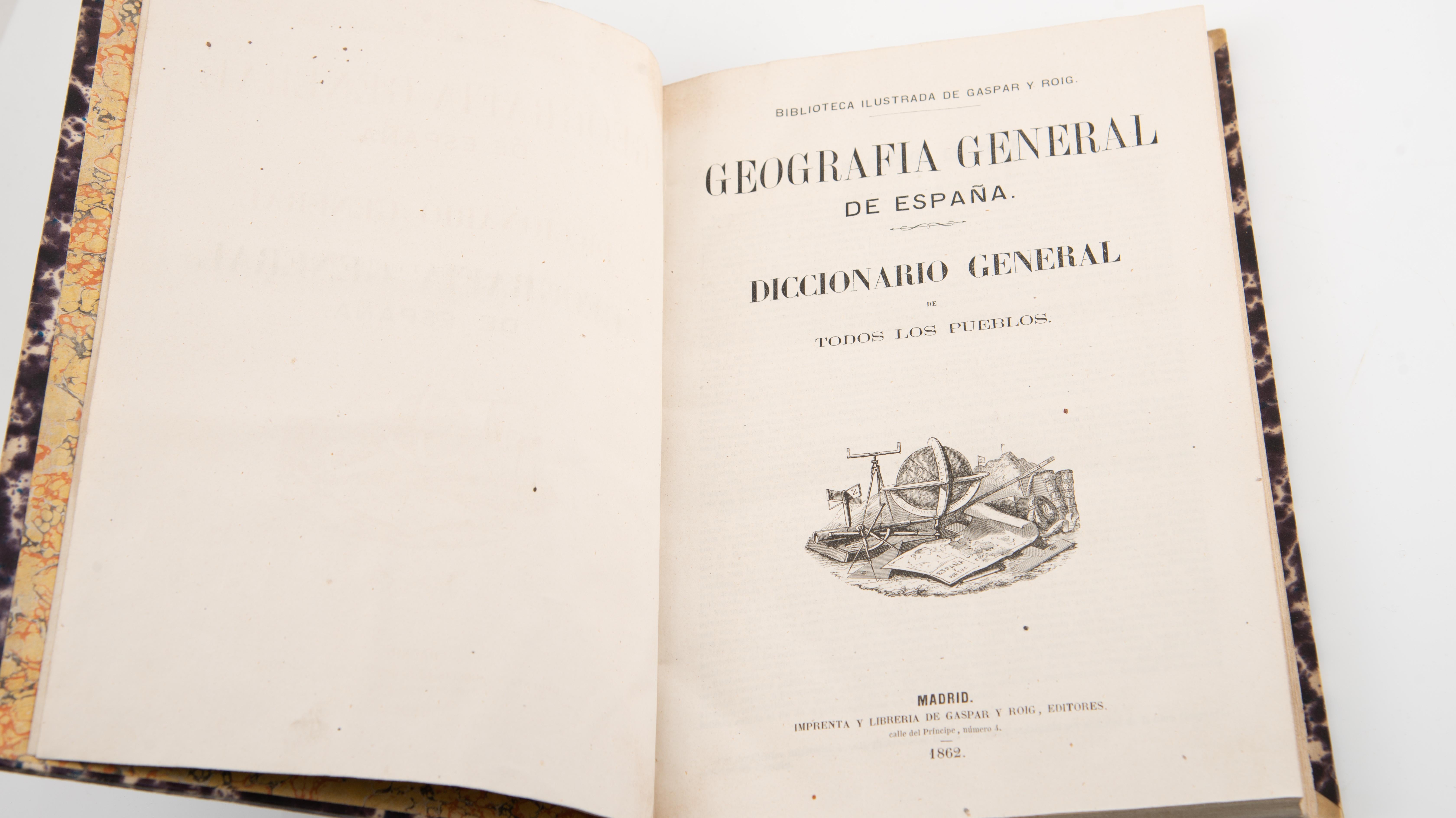 Deux volumes : Atlas géographique de l'Espagne (...) et Dictionnaire général... en vente 11