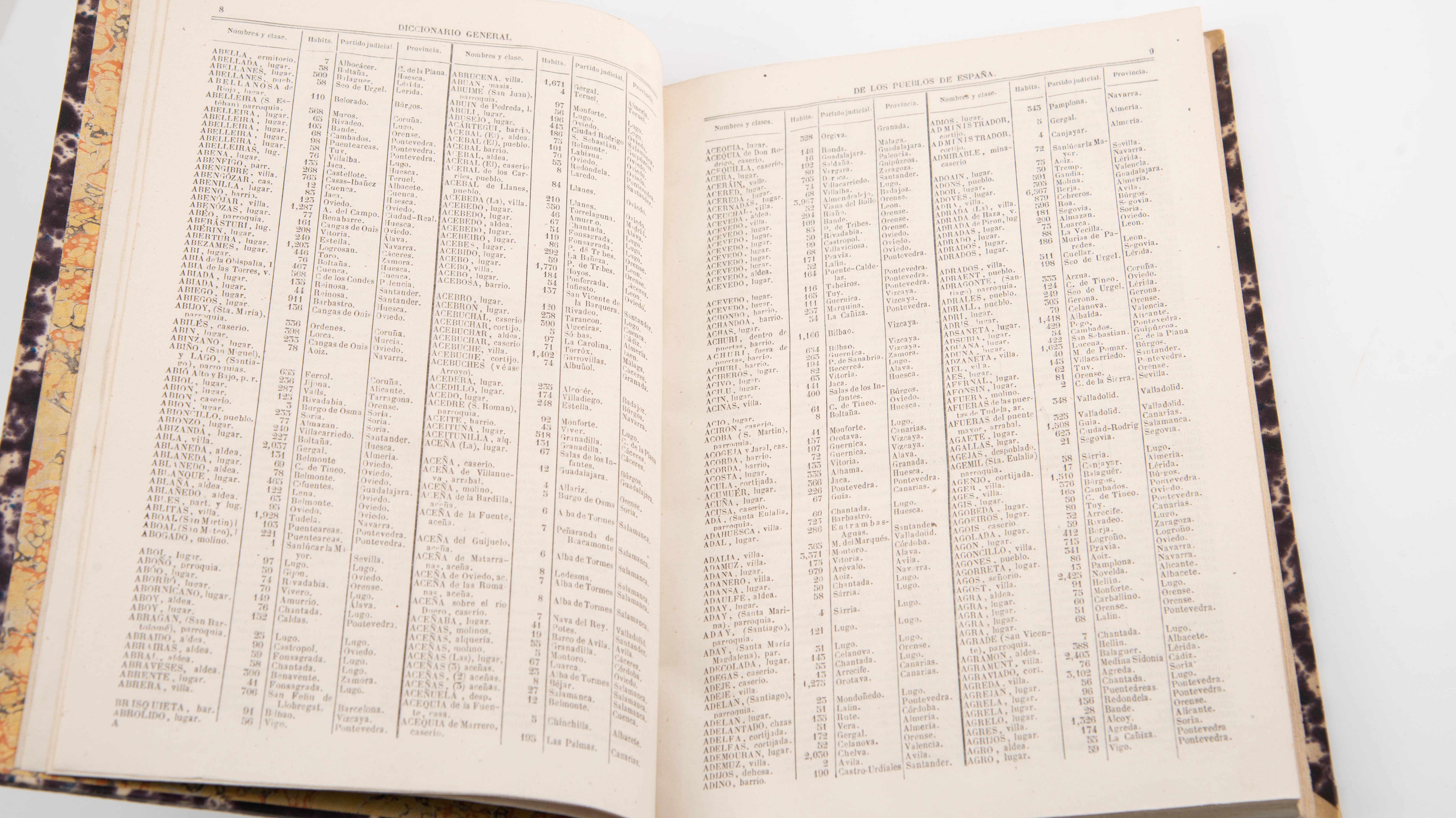 Deux volumes : Atlas géographique de l'Espagne (...) et Dictionnaire général... en vente 13