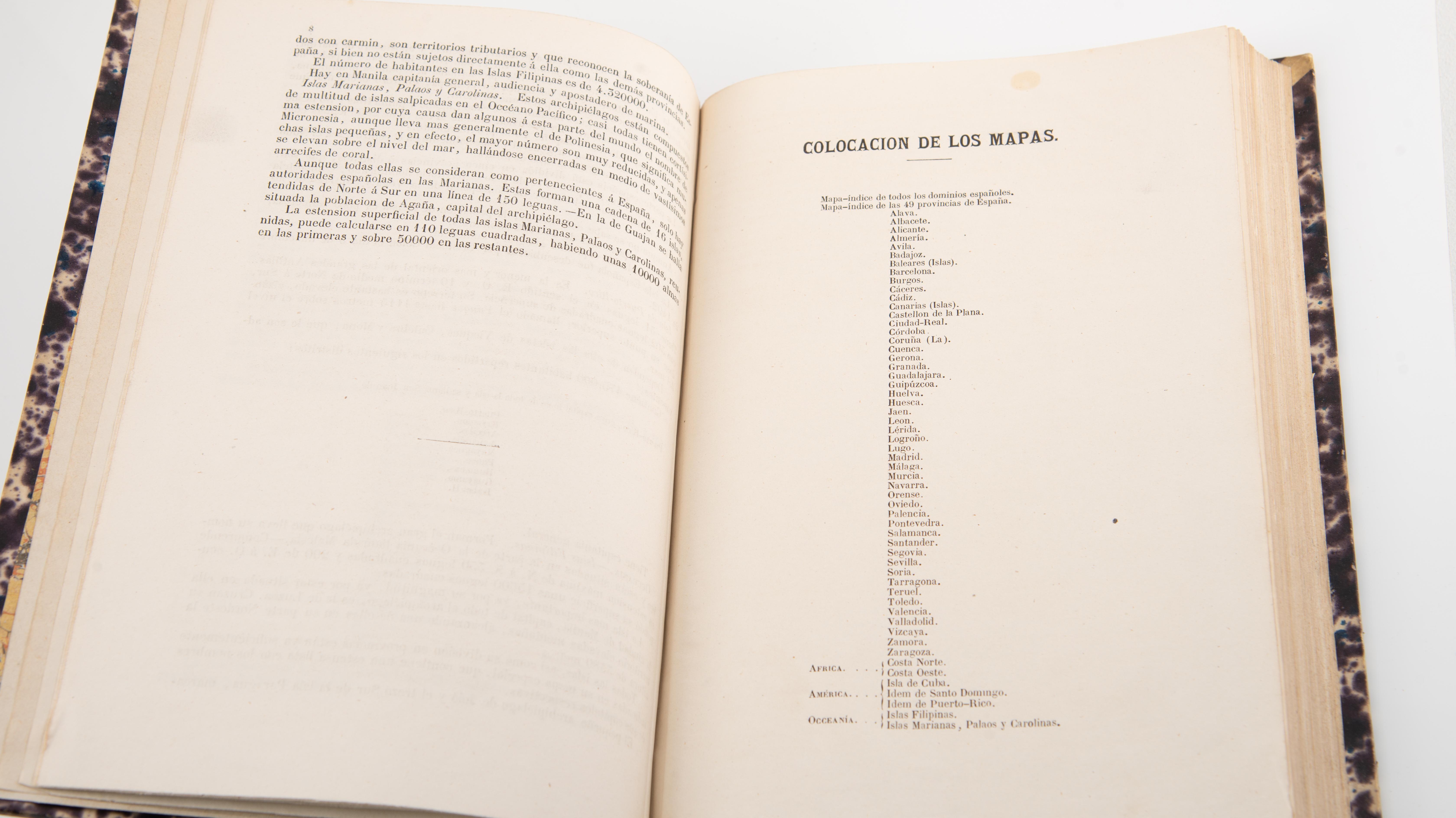 Deux volumes : Atlas géographique de l'Espagne (...) et Dictionnaire général... État moyen - En vente à Madrid, ES