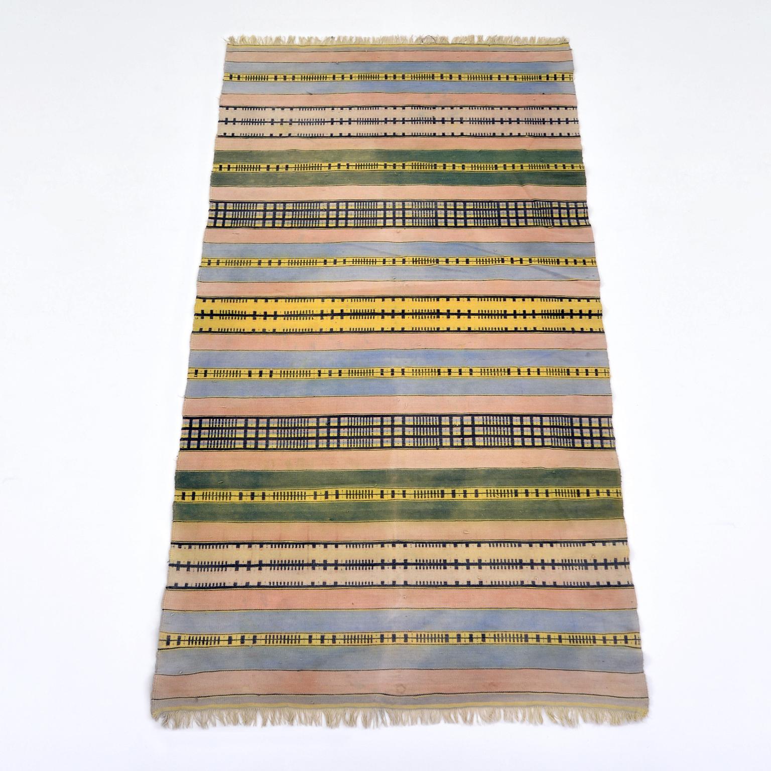 German Two Wall Cotton Rugs, Flat-Wave Hand Woven, Bauhaus Weaving Workshop, C. 1925 For Sale