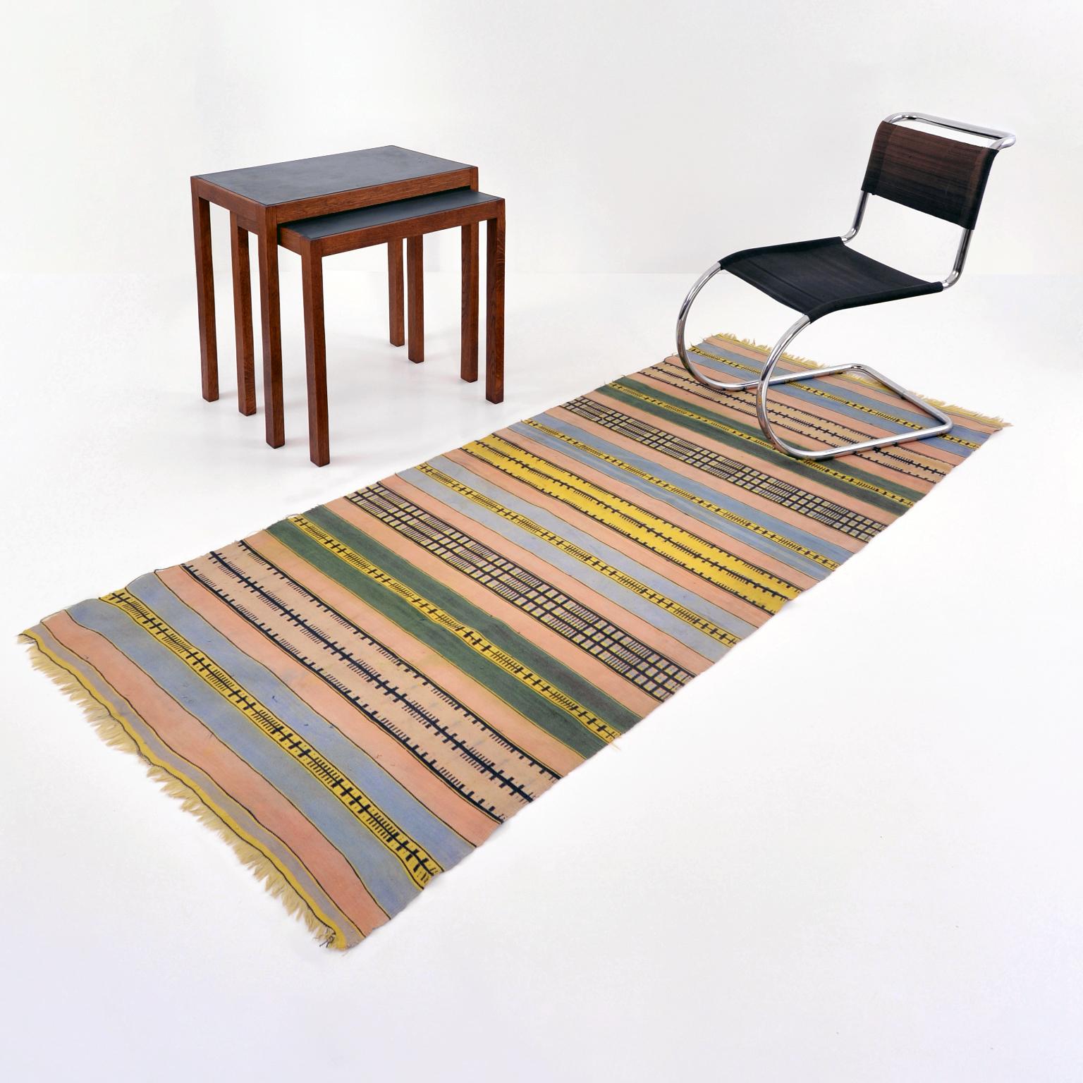 Two Wall Cotton Rugs, Flat-Wave Hand Woven, Bauhaus Weaving Workshop, C. 1925 For Sale 2