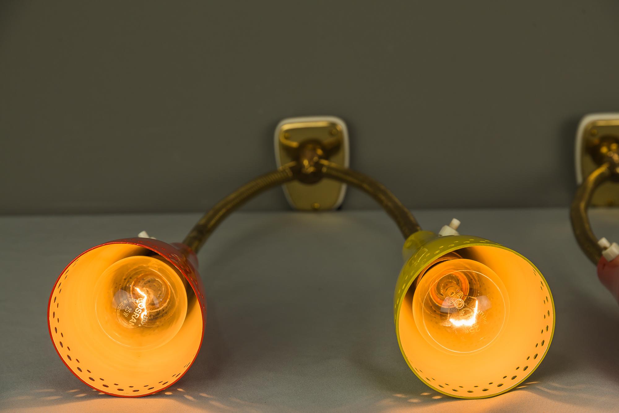 Brass Two Wall Lamps by J.T.Kalmar, circa 1950s For Sale