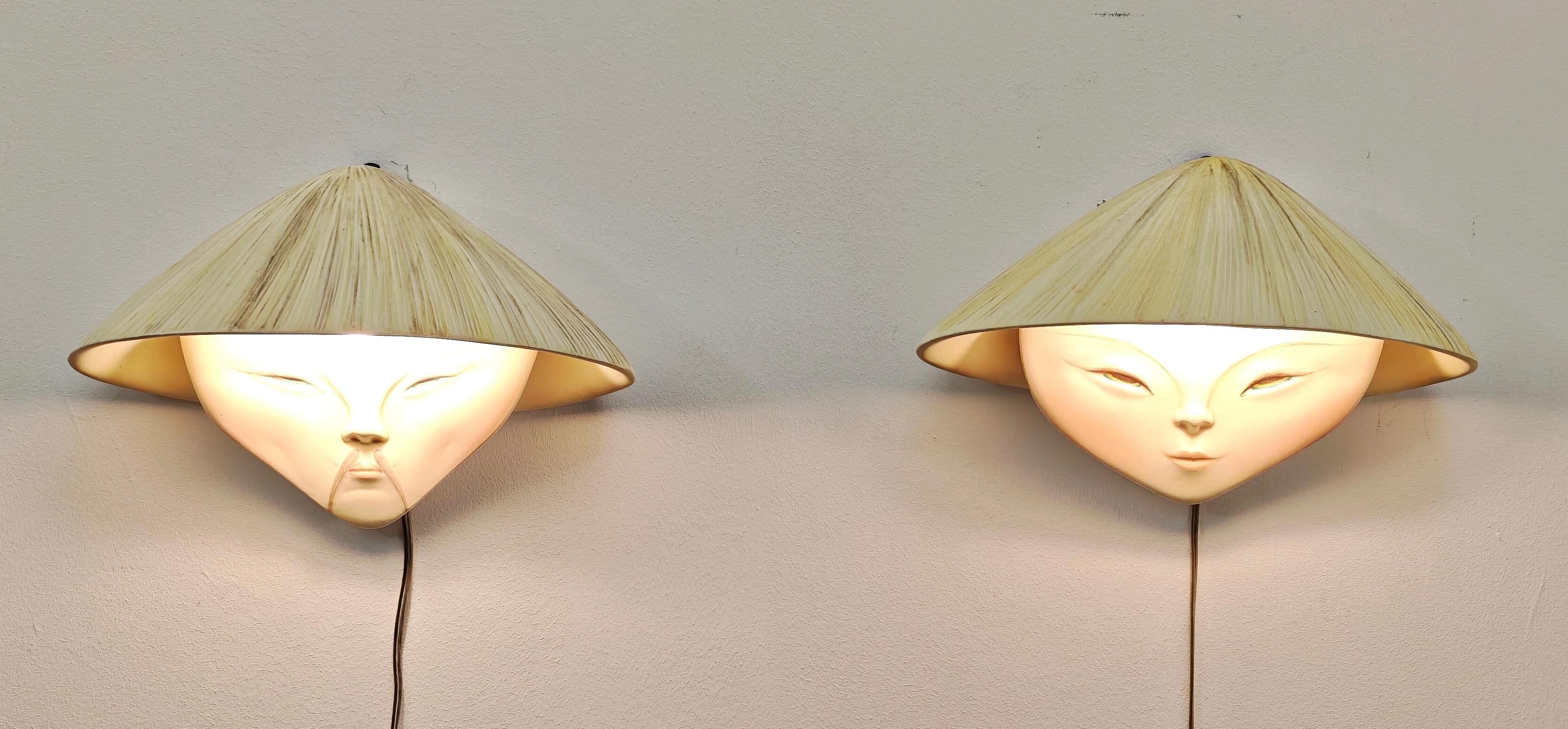 Dos apliques Cerámica Vibi Torino Producción Italia Años 60 Mid-Century Modern en venta 3