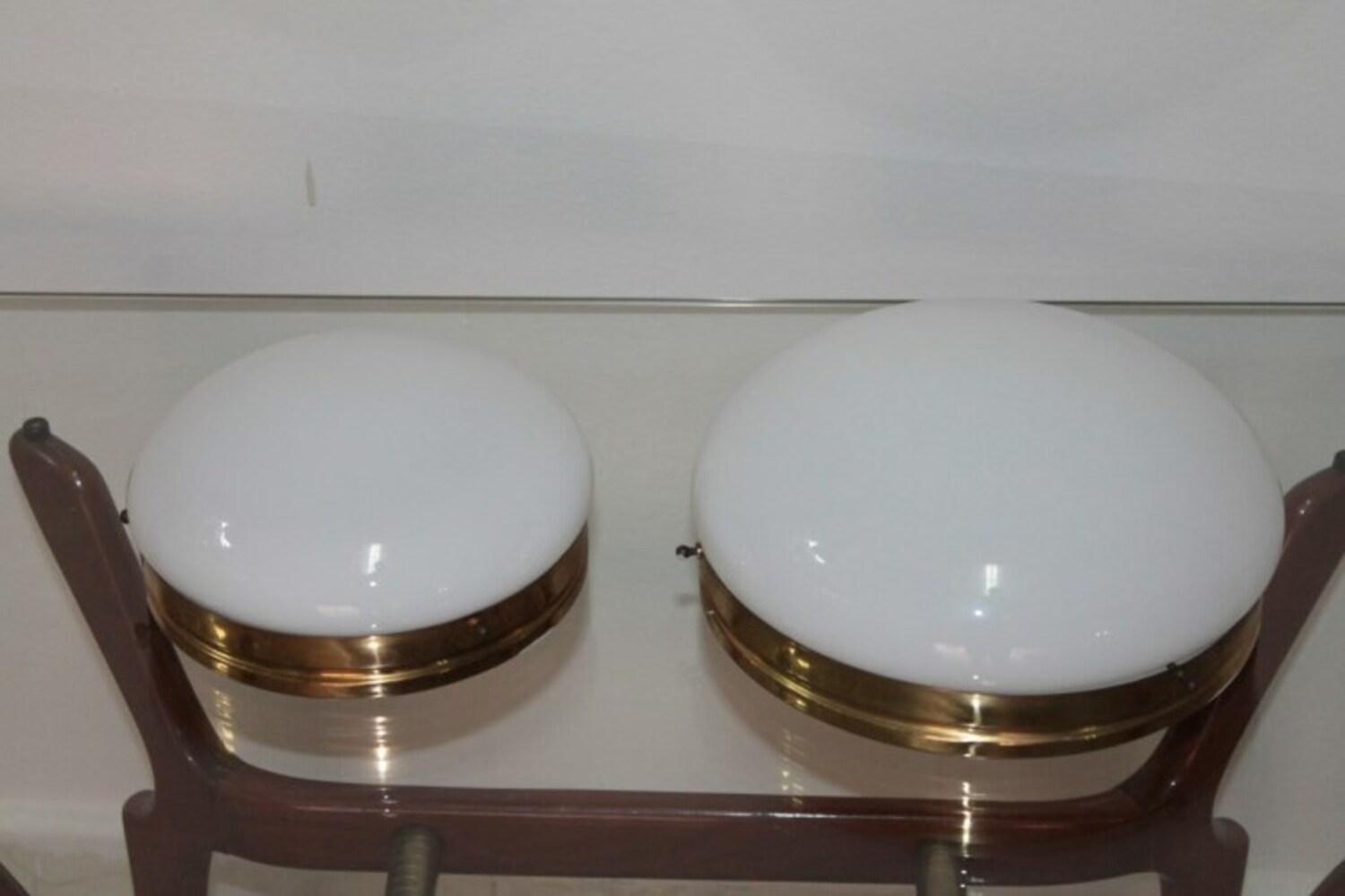 Brass Two Wall Lights 1960s in the Style of Stilnovo For Sale