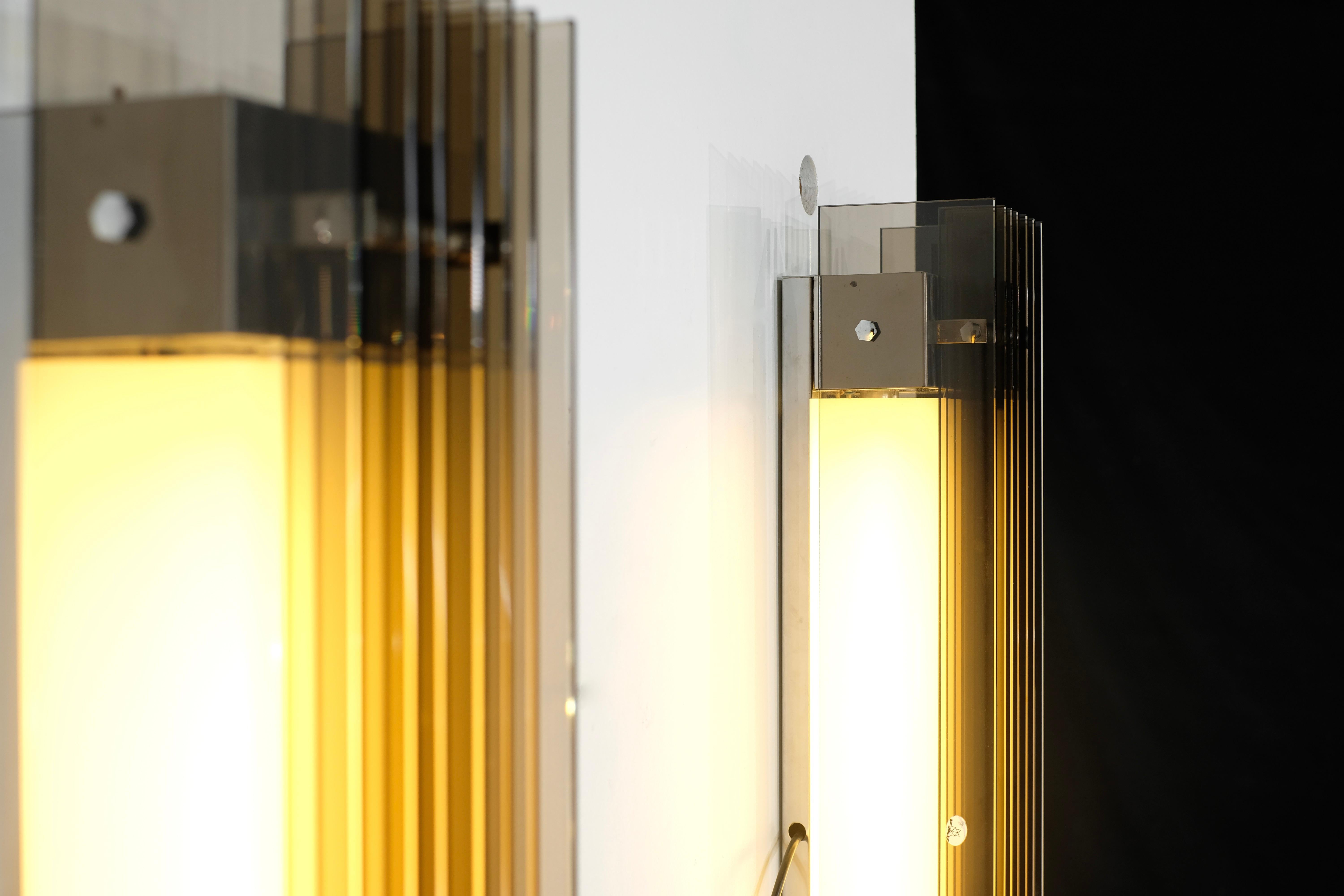 Two Wall Lights in glass for FAB , Italy 1970s. 4