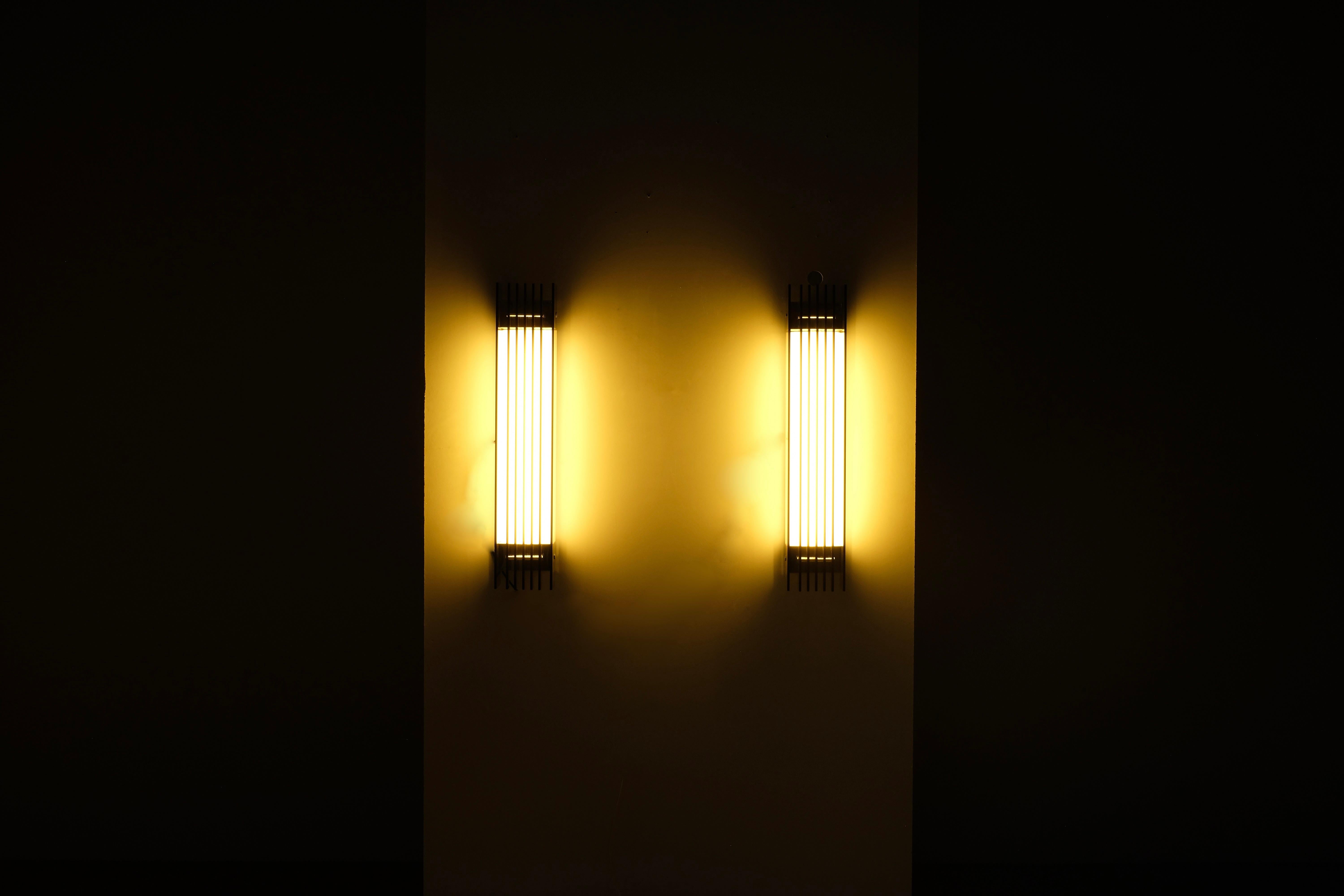 Two Wall Lights in glass for FAB , Italy 1970s. In Good Condition In Lot/Drogenbos, BE