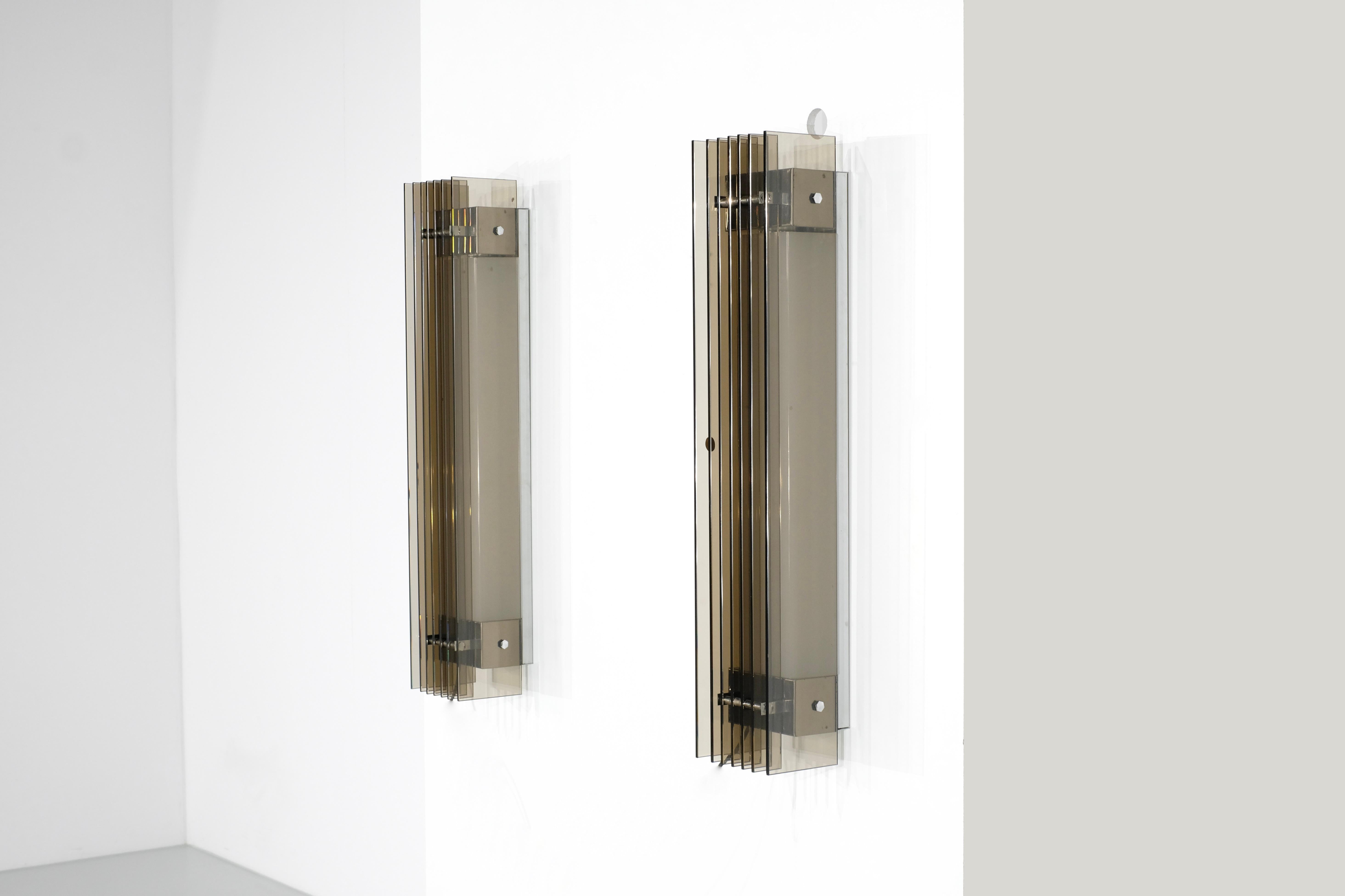 Late 20th Century Two Wall Lights in glass for FAB , Italy 1970s.