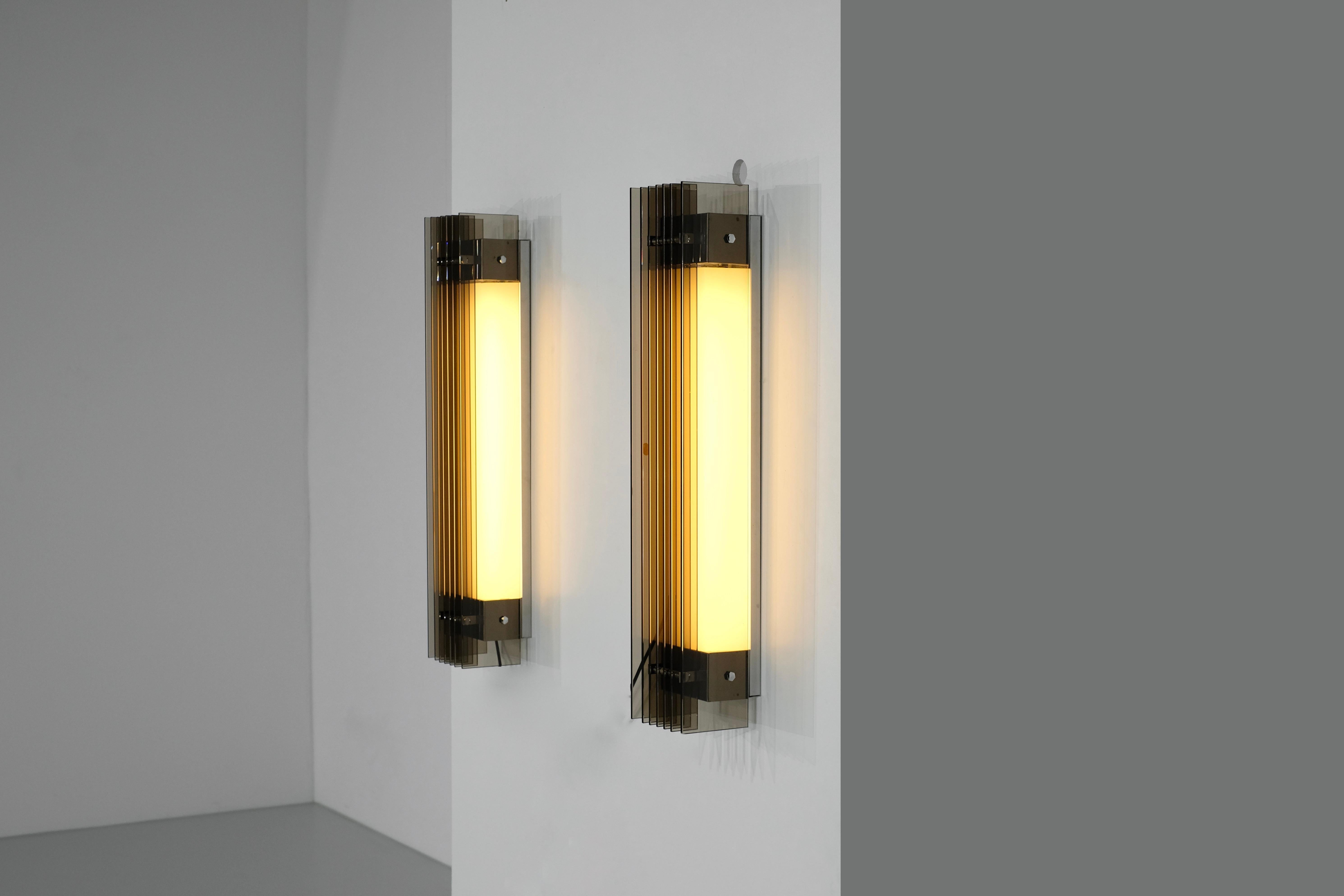 Glass Two Wall Lights in glass for FAB , Italy 1970s.