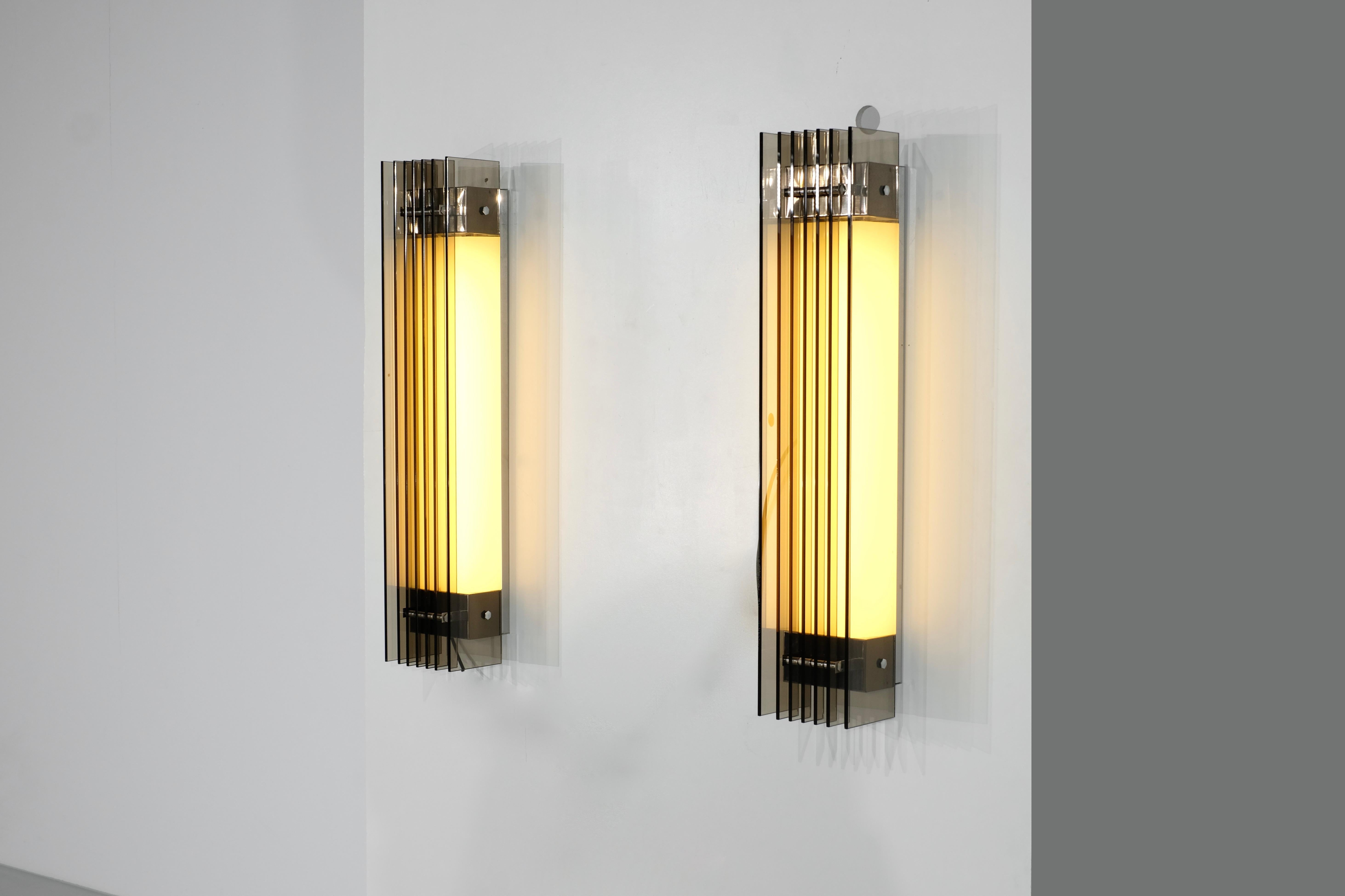 Two Wall Lights in glass for FAB , Italy 1970s. 1