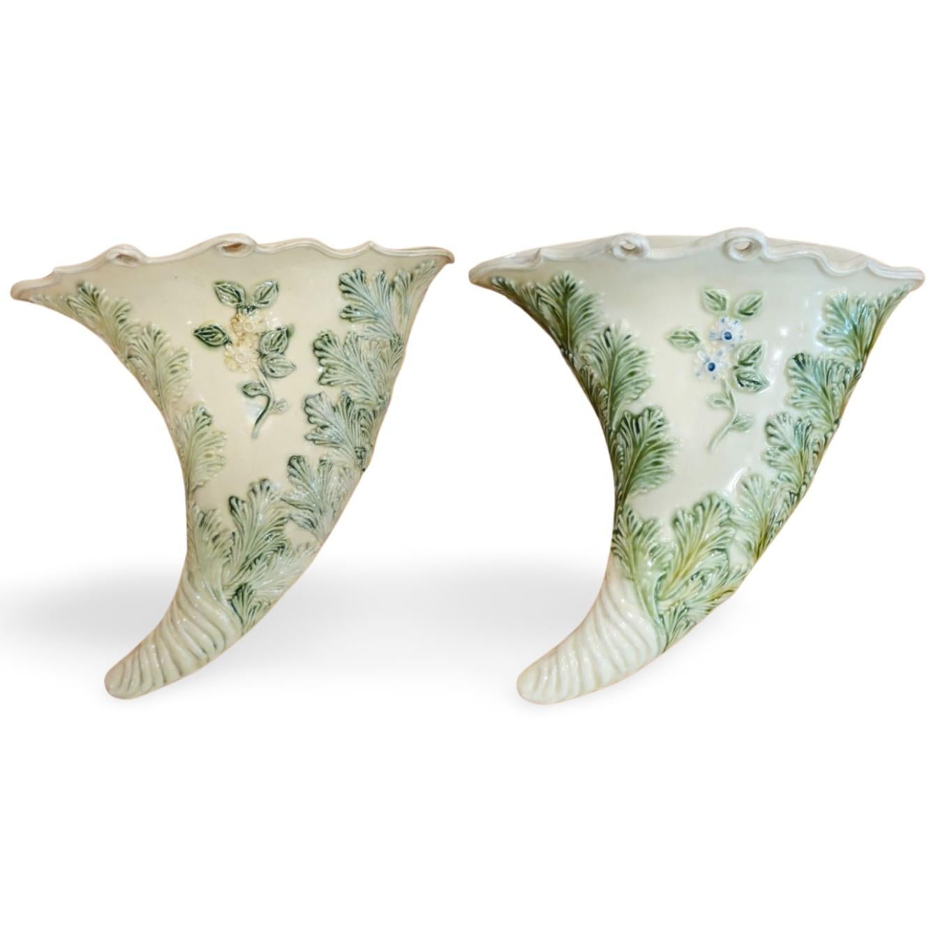 18th Century Two wall vases, Corucopia shape. England C1765 For Sale