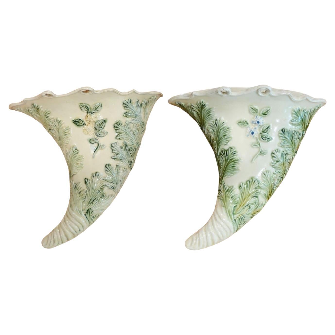 Two wall vases, Corucopia shape. England C1765 For Sale