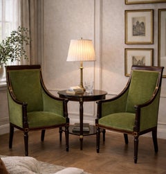 Two Walnut Armchairs From the Mid. 20th Century in the English Style