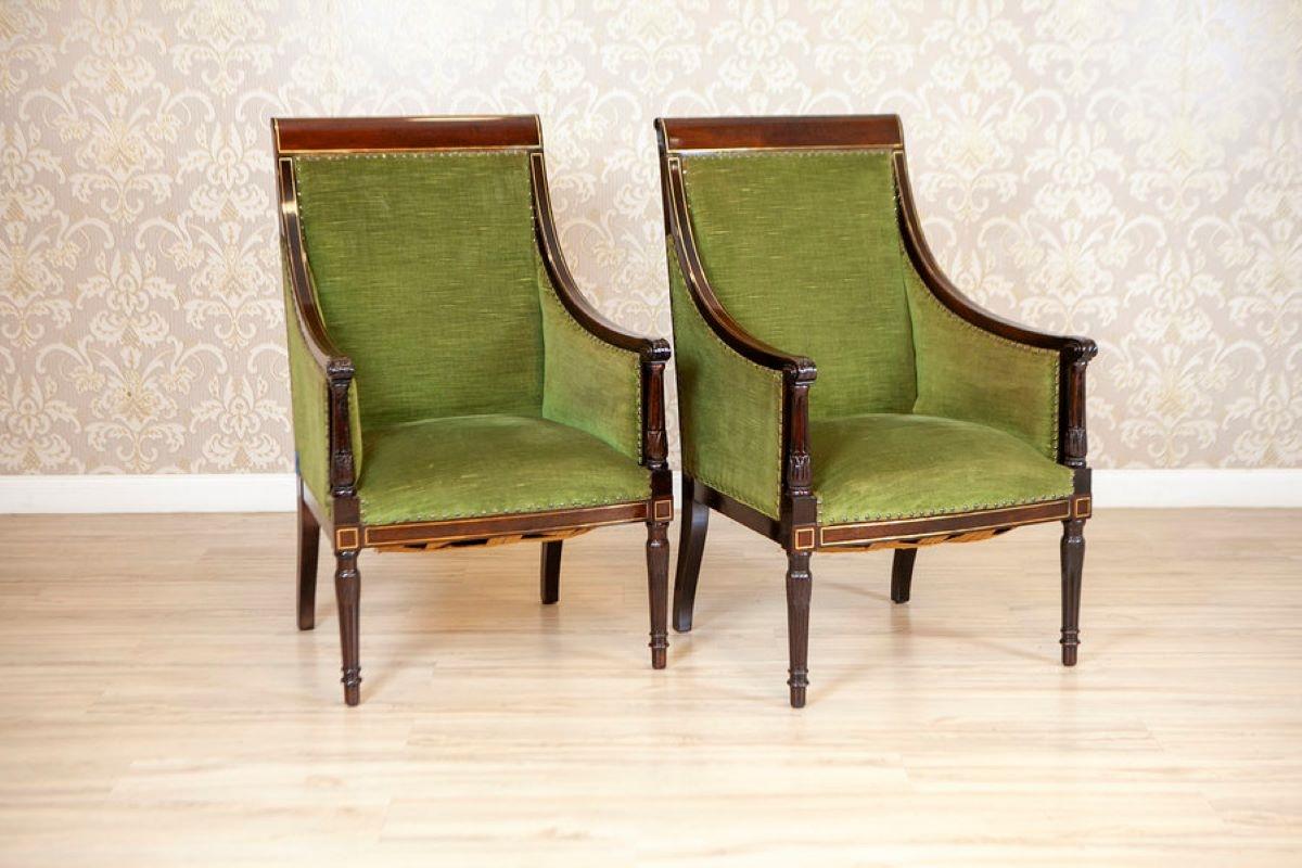 Dos Sillones De Nogal De Mediados Del Siglo. Siglo XX De Estilo Inglés en Bueno estado para la venta en Opole, PL