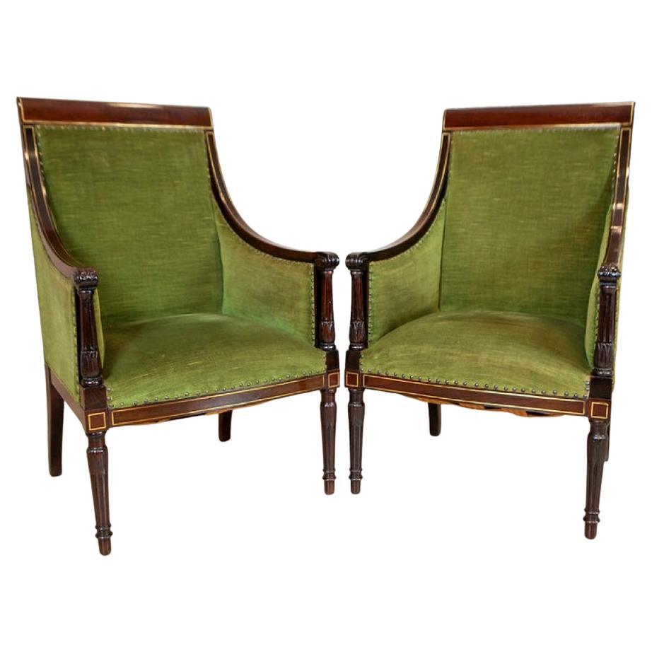 Dos Sillones De Nogal De Mediados Del Siglo. Siglo XX De Estilo Inglés en venta