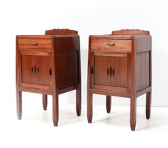 Two Walnut Art Deco Amsterdamse School Nightstands by J.J Zijfers, 1920s