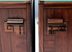 Two walnut Art Deco Amsterdamse School Nightstands or Bedside Tables, 1920s