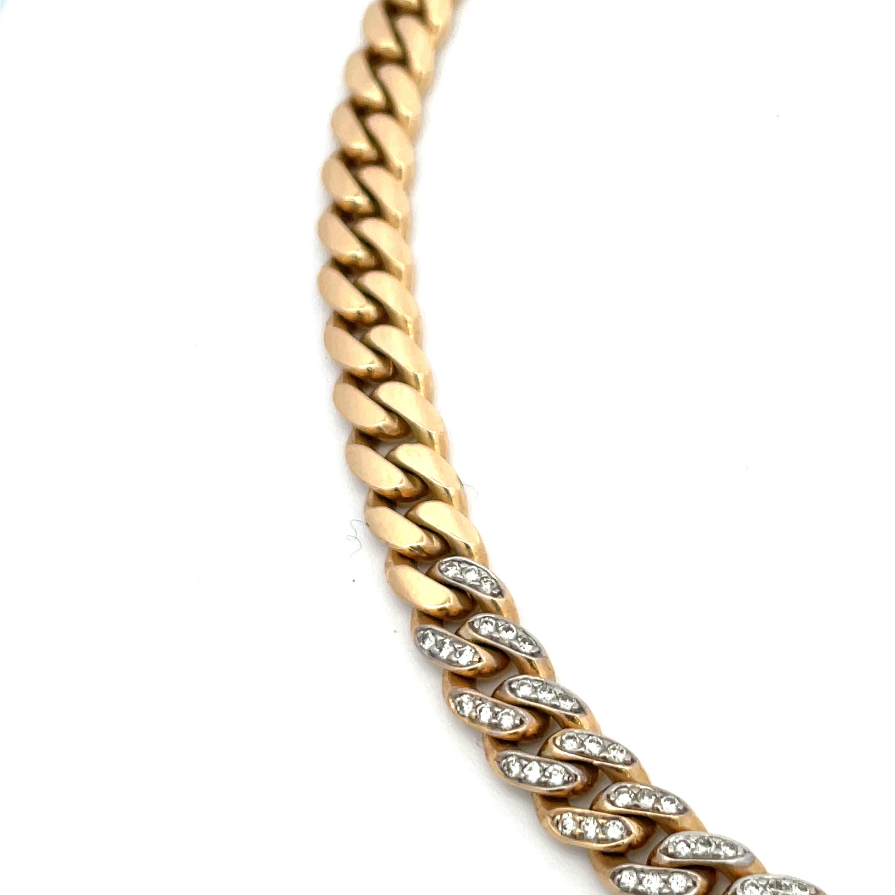 Two Way Diamond Cuban Link Choker Necklace 18 Karat Yellow Gold 75.4 Grams For Sale 4