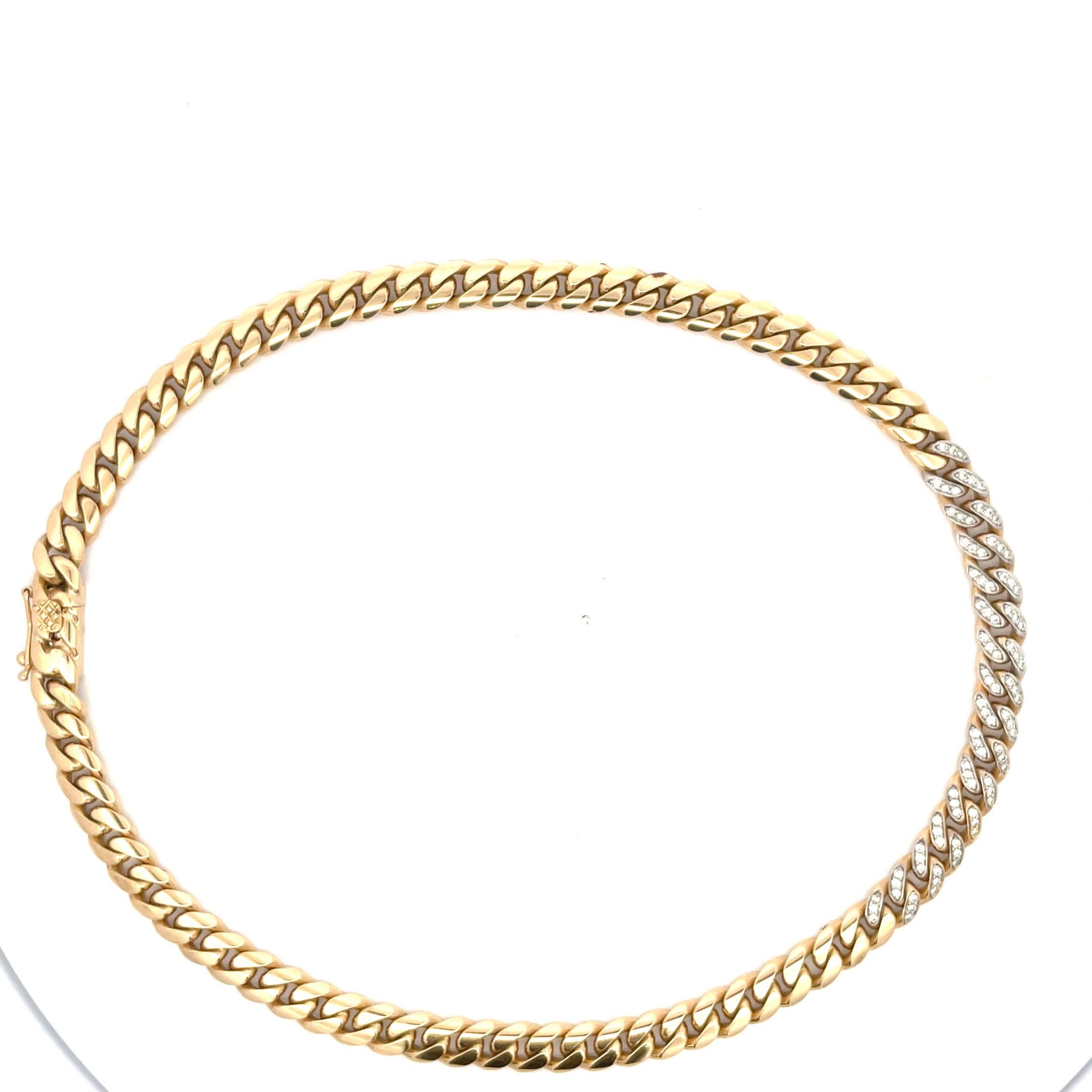 Two Way Diamond Cuban Link Choker Necklace 18 Karat Yellow Gold 75.4 Grams For Sale 5