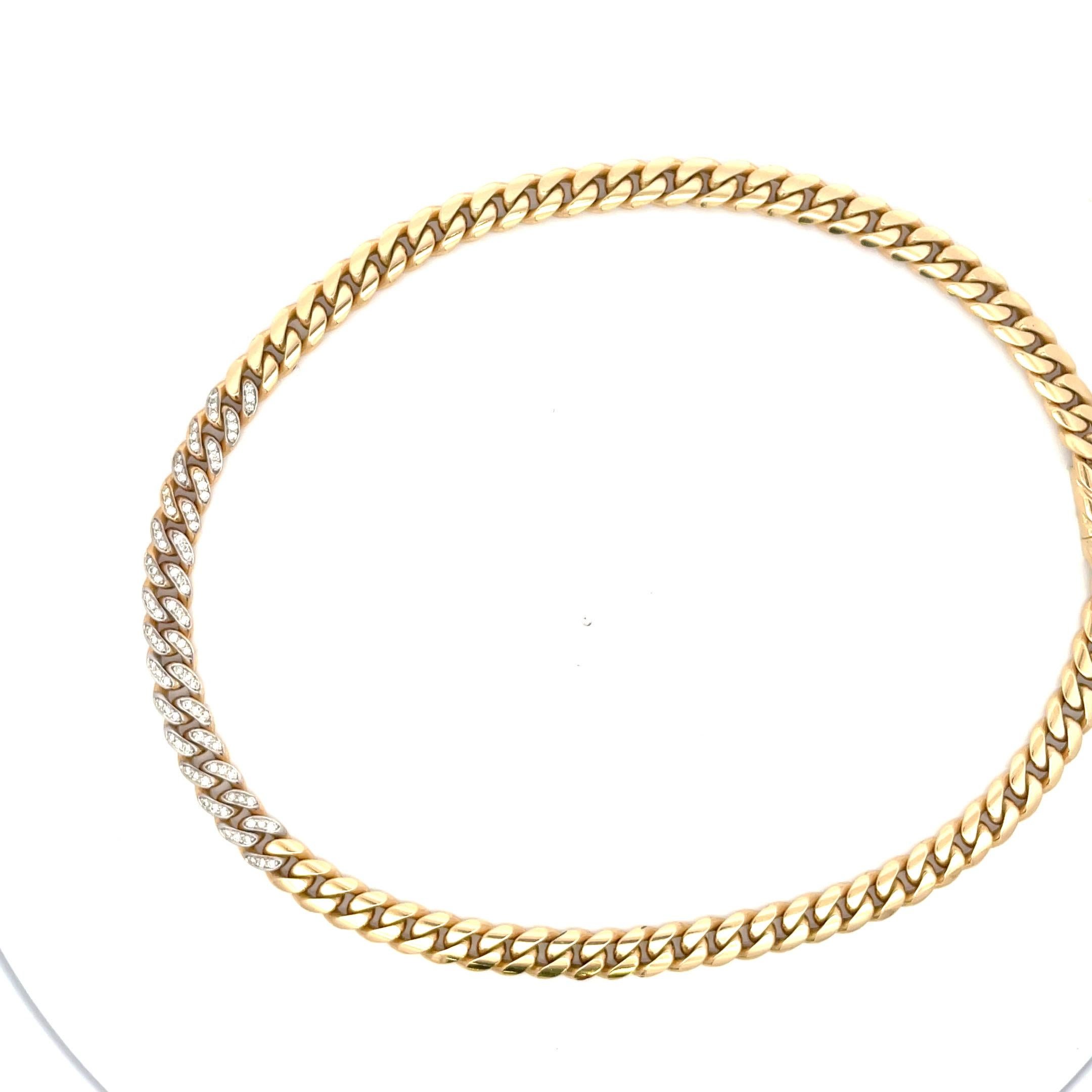 Two Way Diamond Cuban Link Choker Necklace 18 Karat Yellow Gold 75.4 Grams For Sale 6