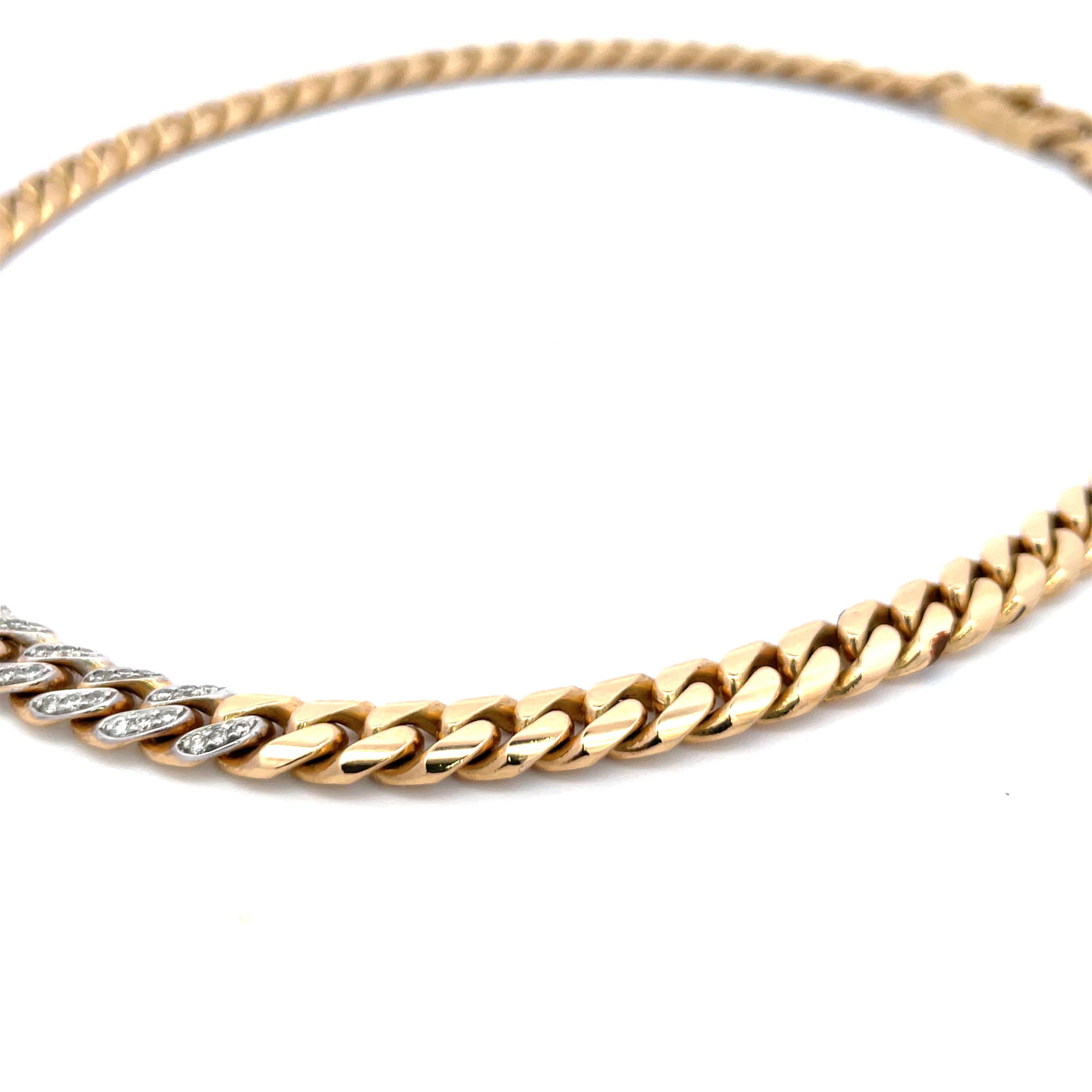 Two Way Diamond Cuban Link Choker Necklace 18 Karat Yellow Gold 75.4 Grams For Sale 9