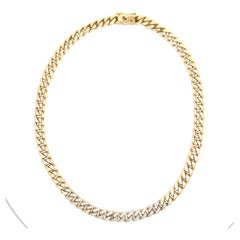 Collana girocollo con diamanti cubani a due vie in oro giallo 18 carati da 75,4 grammi