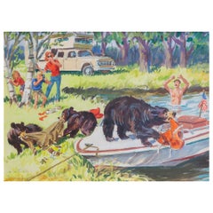 Two Way Stretch Original Watercolor by Walter M. Baumhofer