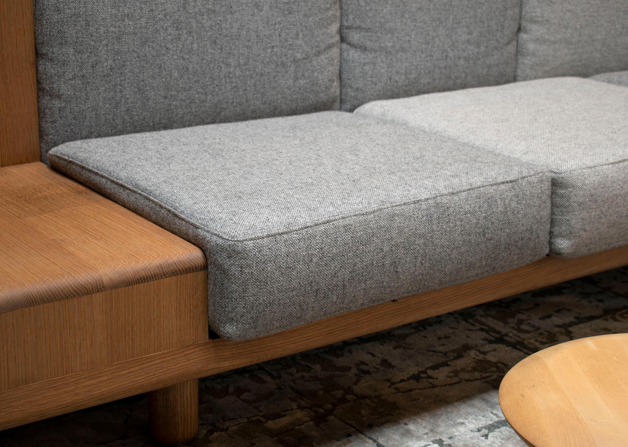 Two Way Sofa in White Oak Frame with Kvadrat Fabric Cushions In New Condition For Sale In Los Angeles, CA