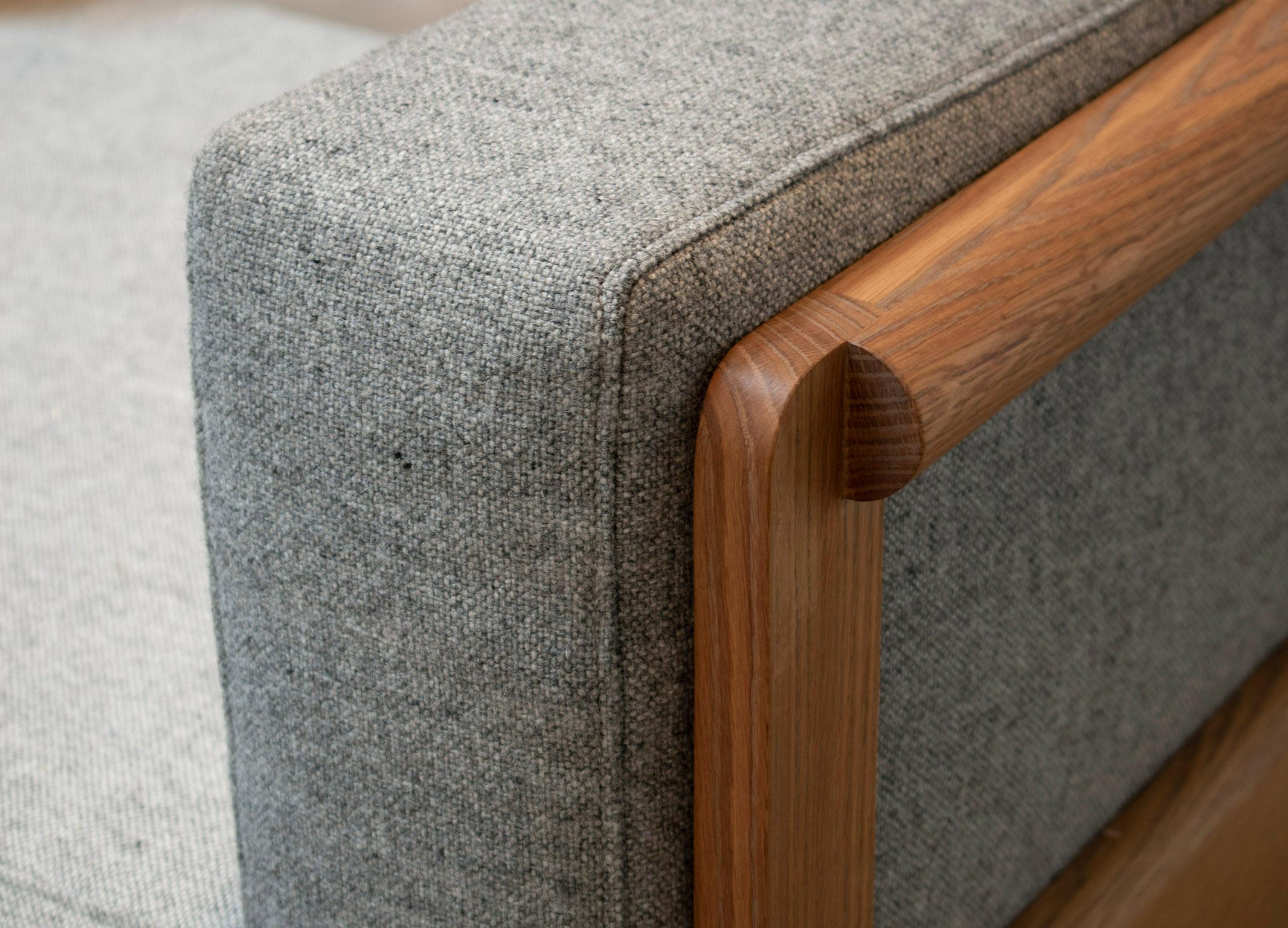 Contemporary Two Way Sofa in White Oak Frame with Kvadrat Fabric Cushions For Sale