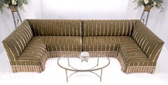 Two Way Two Part "C" Shape Striped Upholstery Custom Sofa Couch w/ Tassels MINT!