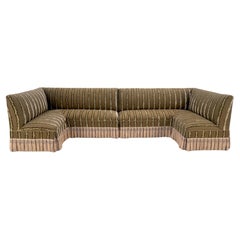 Zwei-Wege-zwei-Teil-"C"-Form gestreifte Polsterung benutzerdefinierte Sofa Couch w / Quasten MINT!