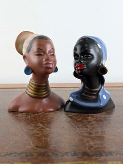 Two West German Figural Ceramic Busts by Albert Strunz, Circa 1960