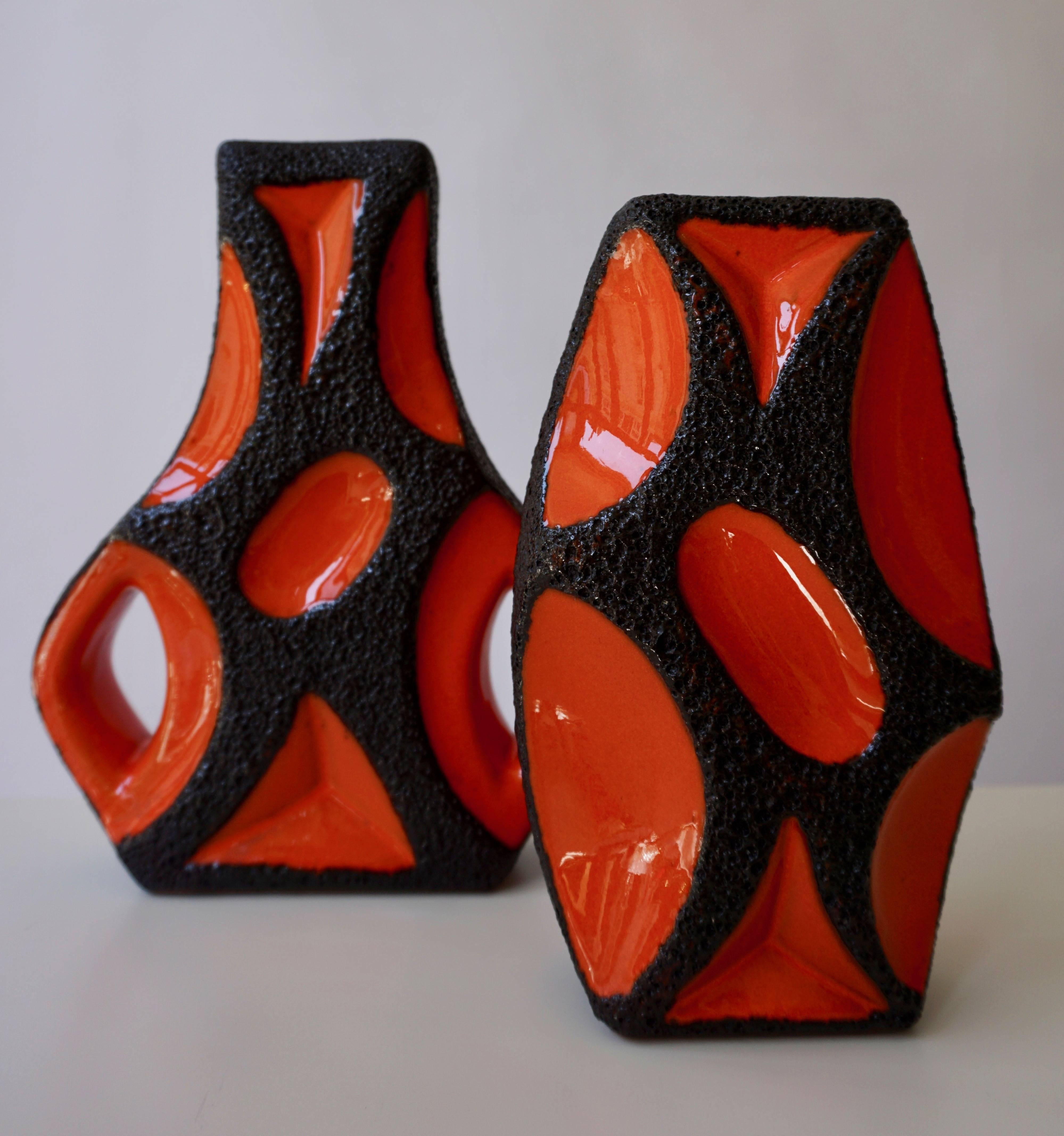 Two West German Roth Keramik Art Pottery 'Fat Lava' Guitar Vase For Sale 6