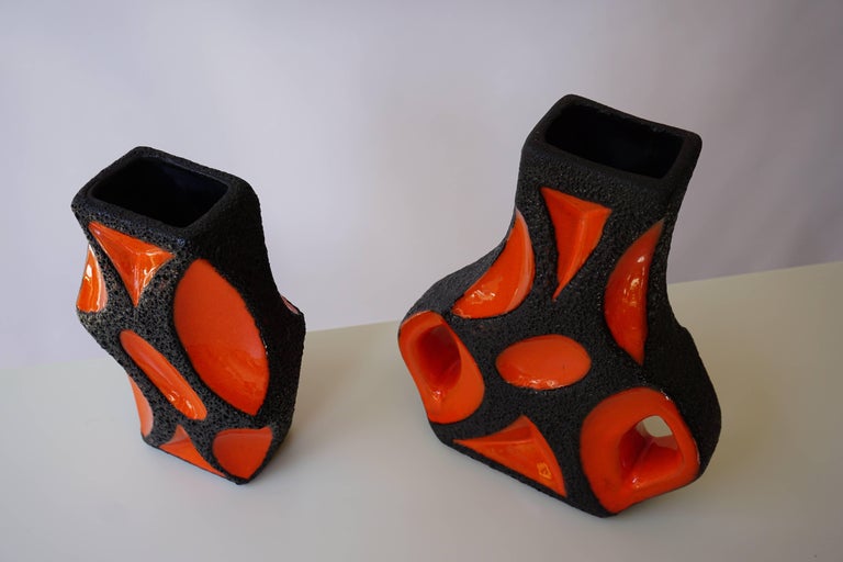 Two West German Roth Keramik Art Pottery 'Fat Lava' Guitar Vase For Sale 10