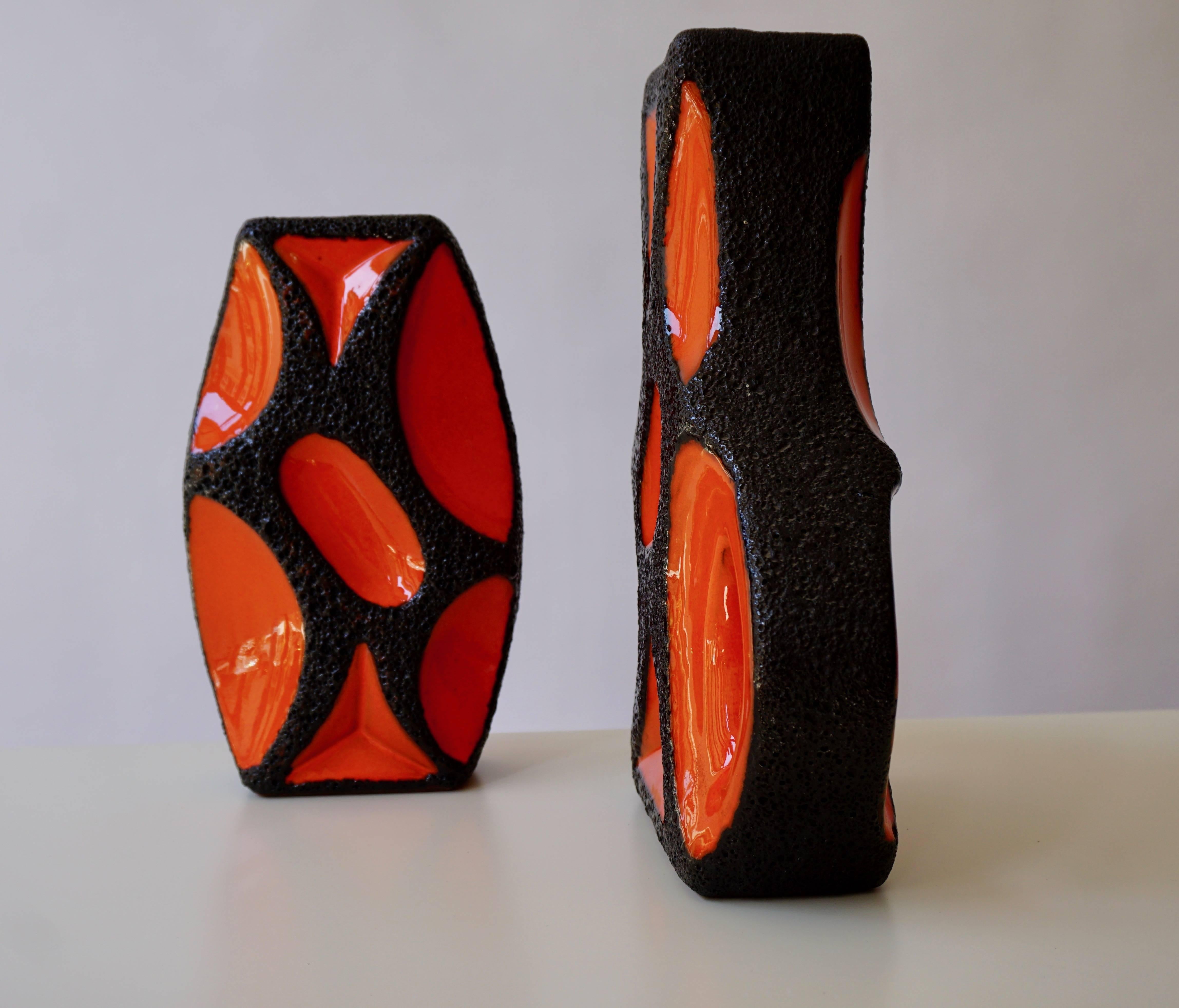 Two West German Roth Keramik Art Pottery 'Fat Lava' Guitar Vase For Sale 8
