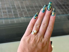 Two White Akoya Pearls Ring 18k Yellow Gold