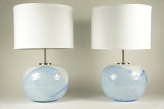 blanco y azul Par de lámparas "Jasmin" Holmegaard Dinamarca diseño Mutsuo Inoue 1984