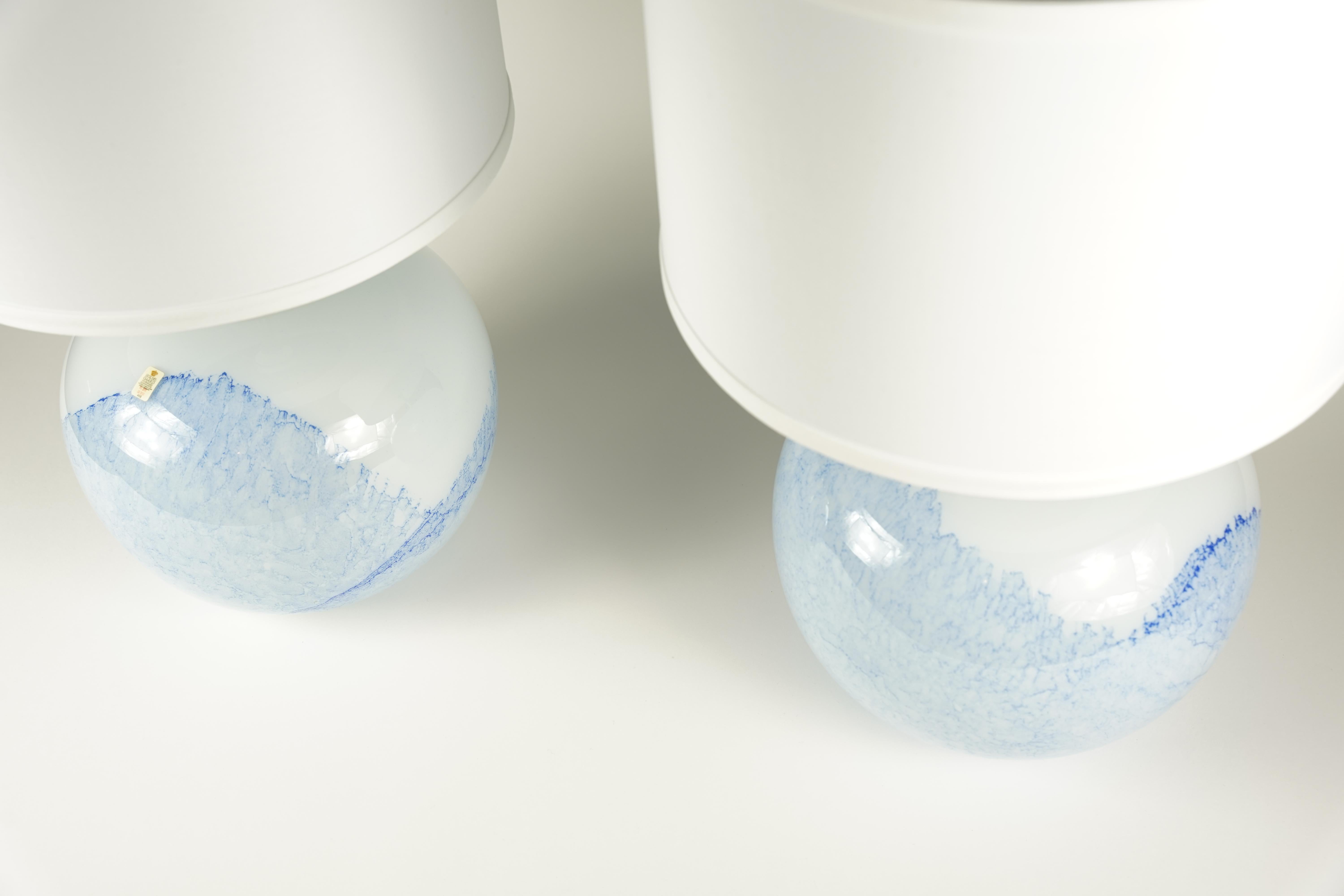 blanc et bleu Paire de lampes 
