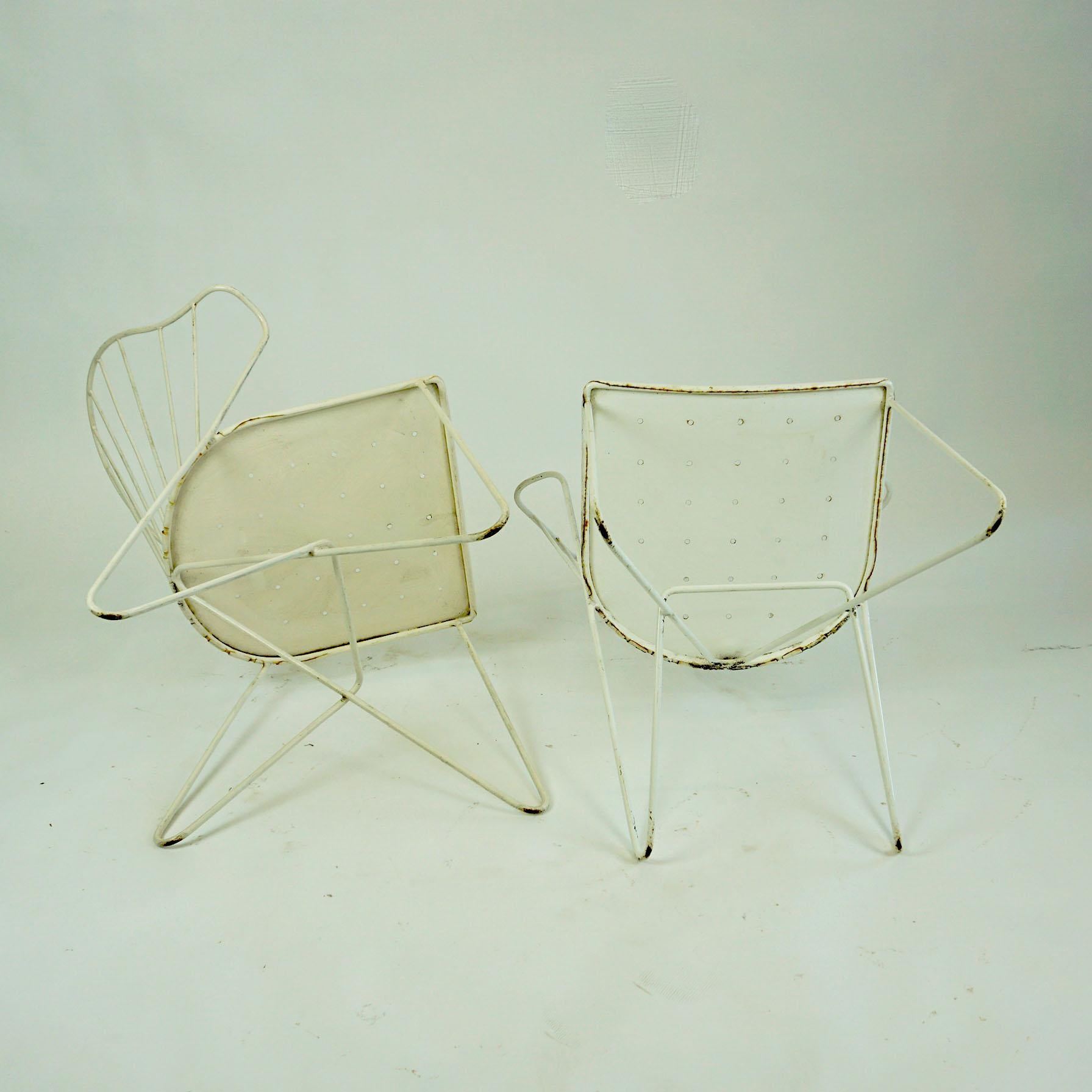 Two white Austrian Midcentury Wire Sonett Astoria Chairs 6