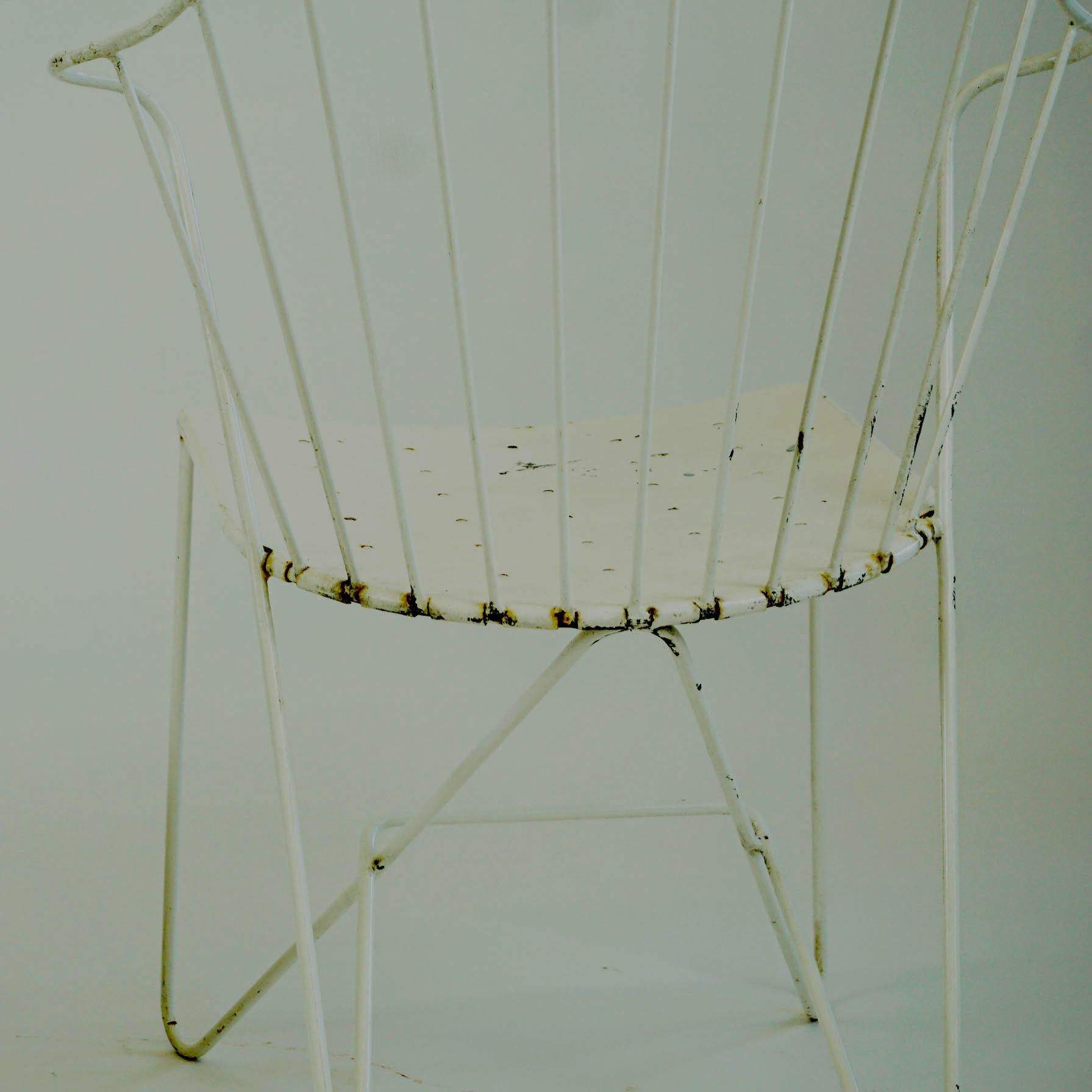 Two white Austrian Midcentury Wire Sonett Astoria Chairs 12