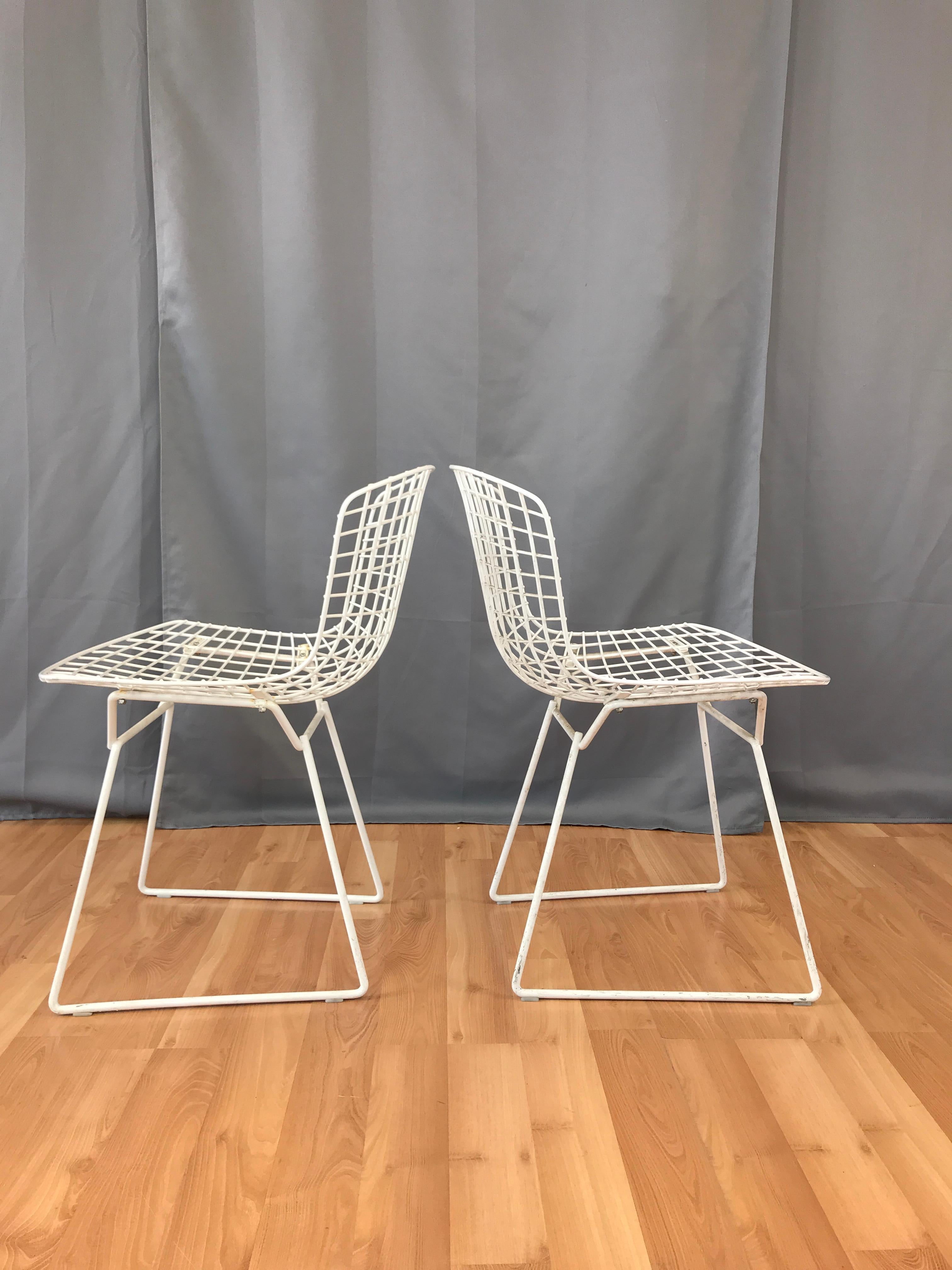 American Two White Bertoia Side Chairs for Knoll For Sale
