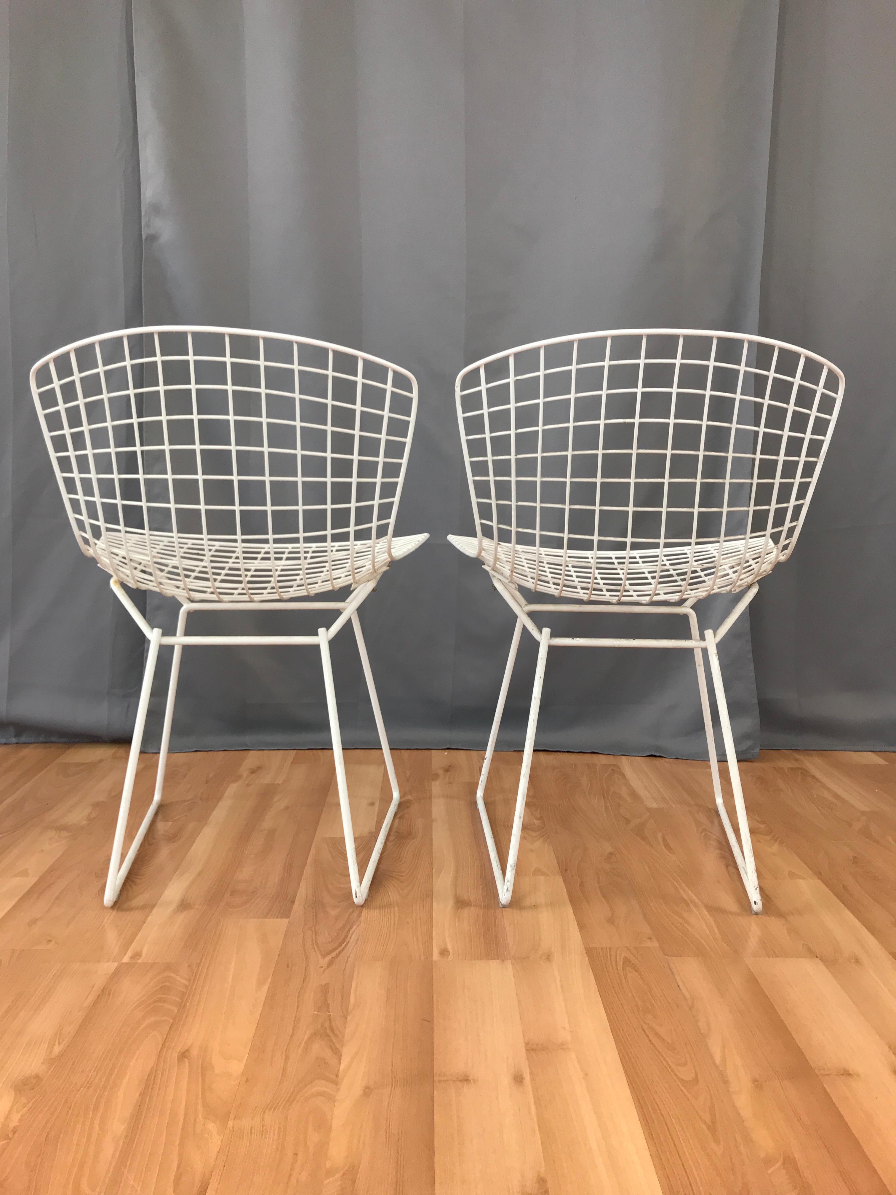 Two White Bertoia Side Chairs for Knoll In Good Condition For Sale In San Francisco, CA