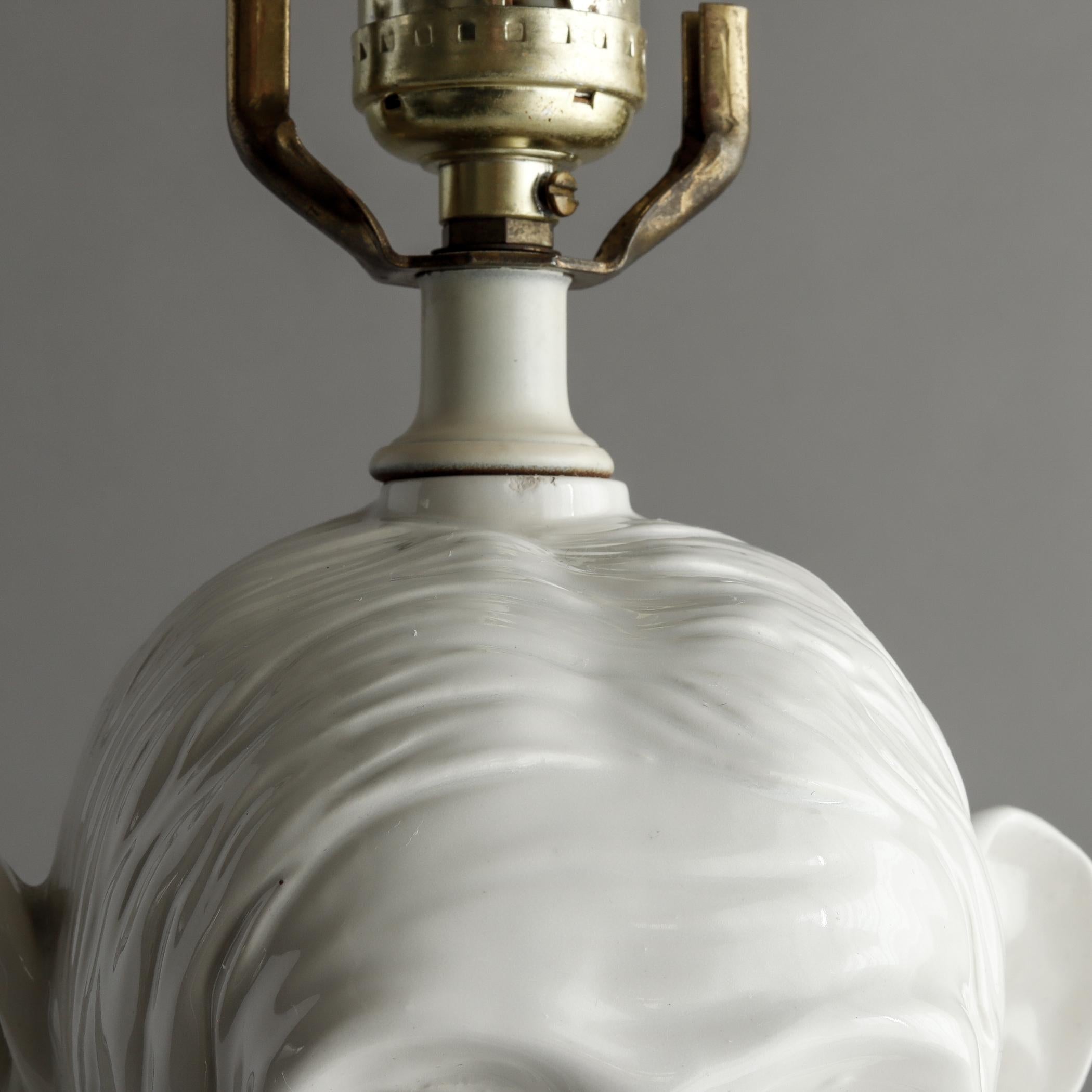 Two White Ceramic Monkey Lamps, Seated Chimp Greenspan Hollywood Regency, 1970s For Sale 2