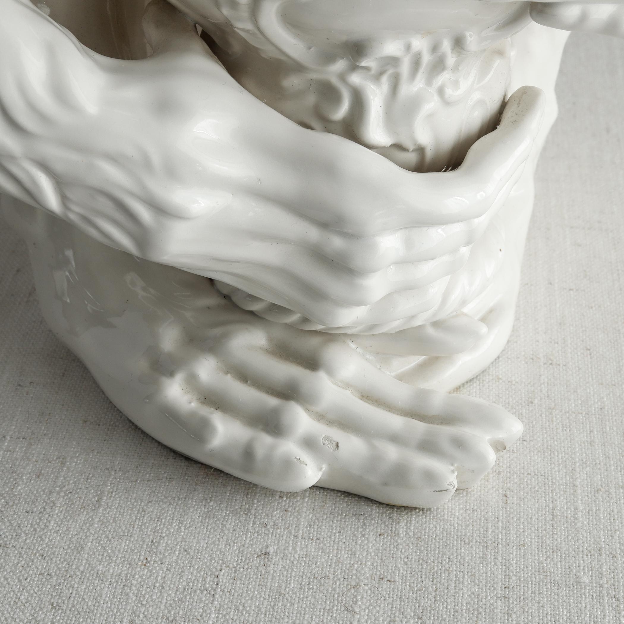 Two White Ceramic Monkey Lamps, Seated Chimp Greenspan Hollywood Regency, 1970s For Sale 3
