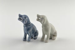 Two Miniature Figure of Seated Hounds, Circa 1725, Qing Dynasty, Yongzheng reign