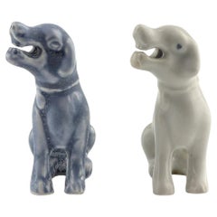 Two Miniature Figure of Seated Hounds, Circa 1725, Qing Dynasty, Yongzheng reign