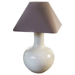 Two White Glazed Table Lamps